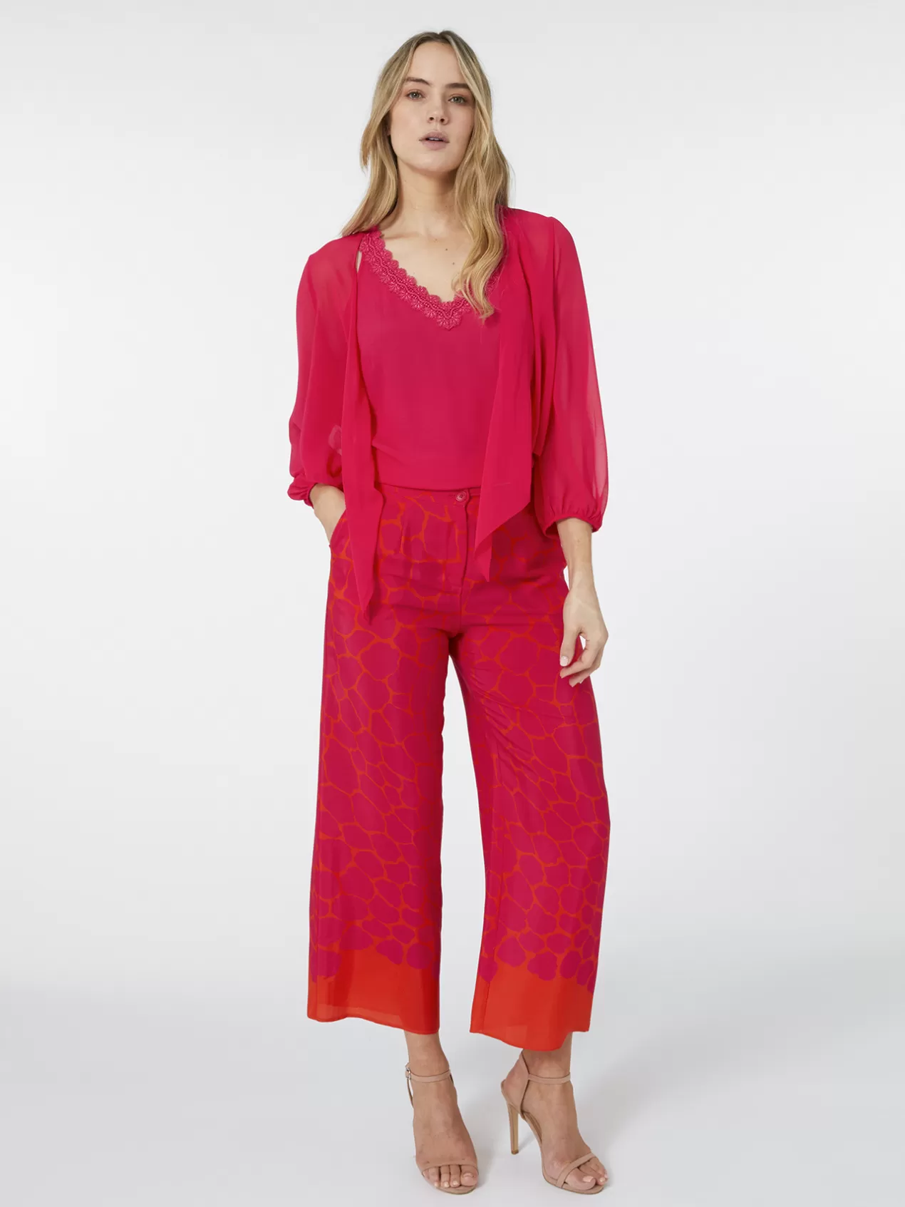 Hot Elena Mirò Elegant Pantalon Imprime Rouge