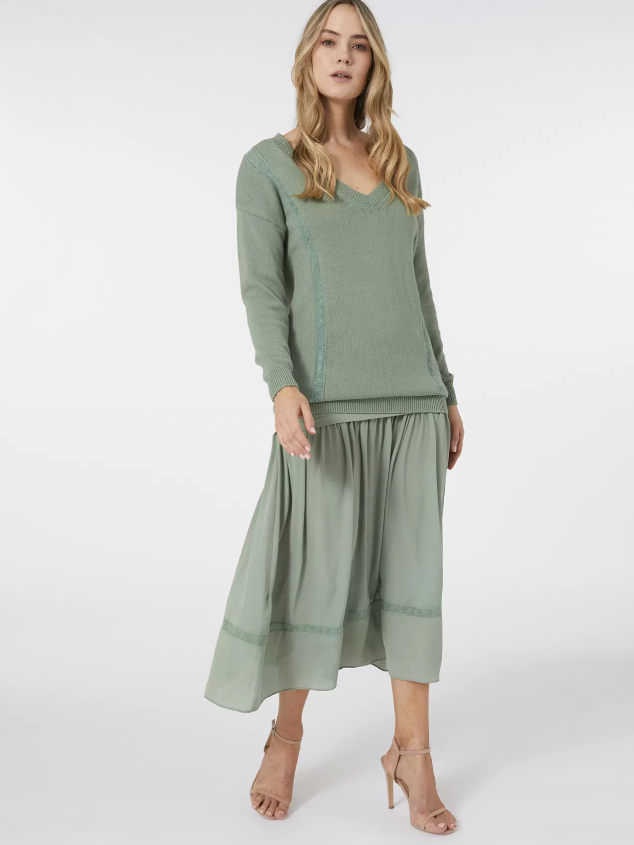 Best Sale Elena Mirò Ensemble Avec Robe Et Pull Green Water