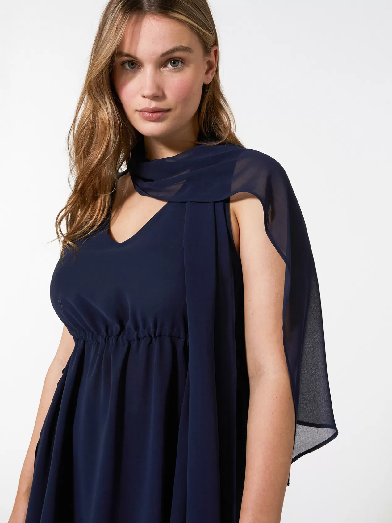 Cheap Elena Mirò Ensemble Elegant Compose D'Un Top, D'Un Pantalon Et D'Une Etole Bleu