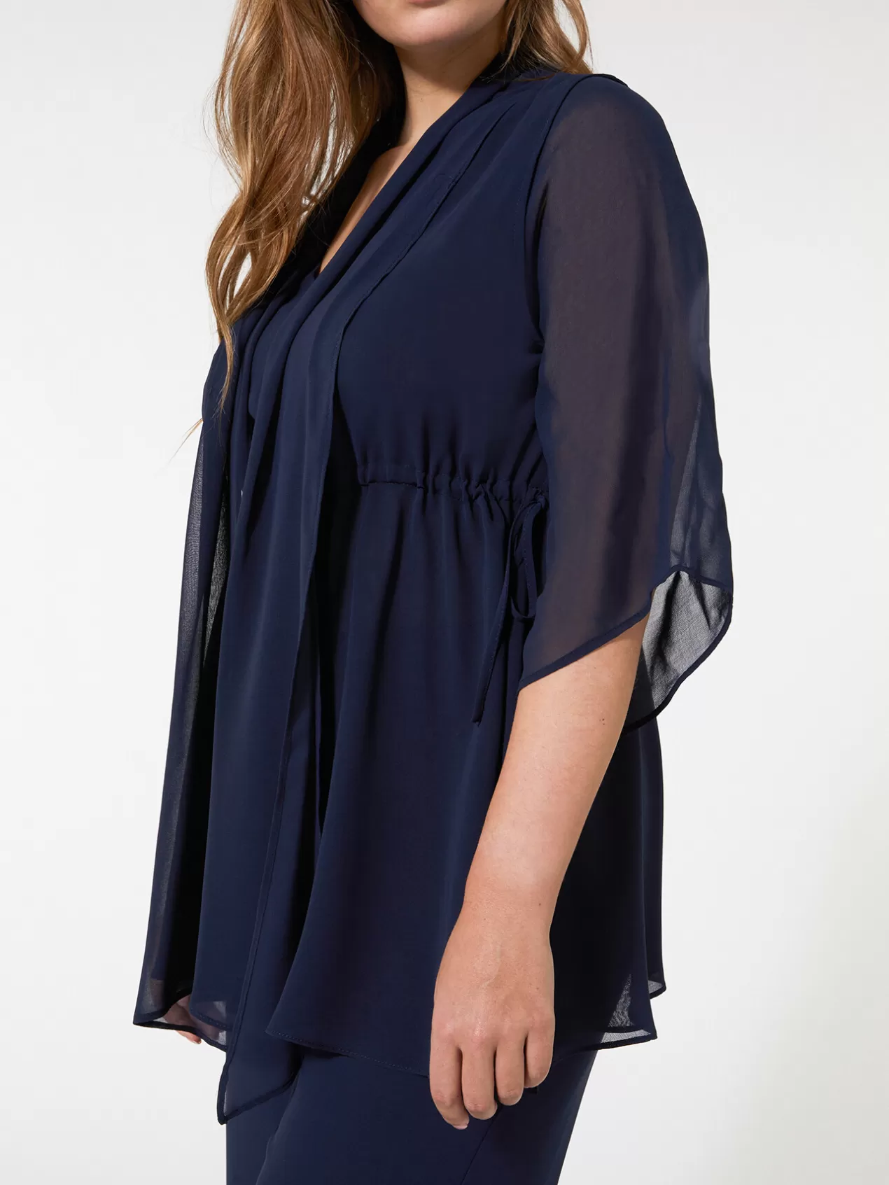 Cheap Elena Mirò Ensemble Elegant Compose D'Un Top, D'Un Pantalon Et D'Une Etole Bleu