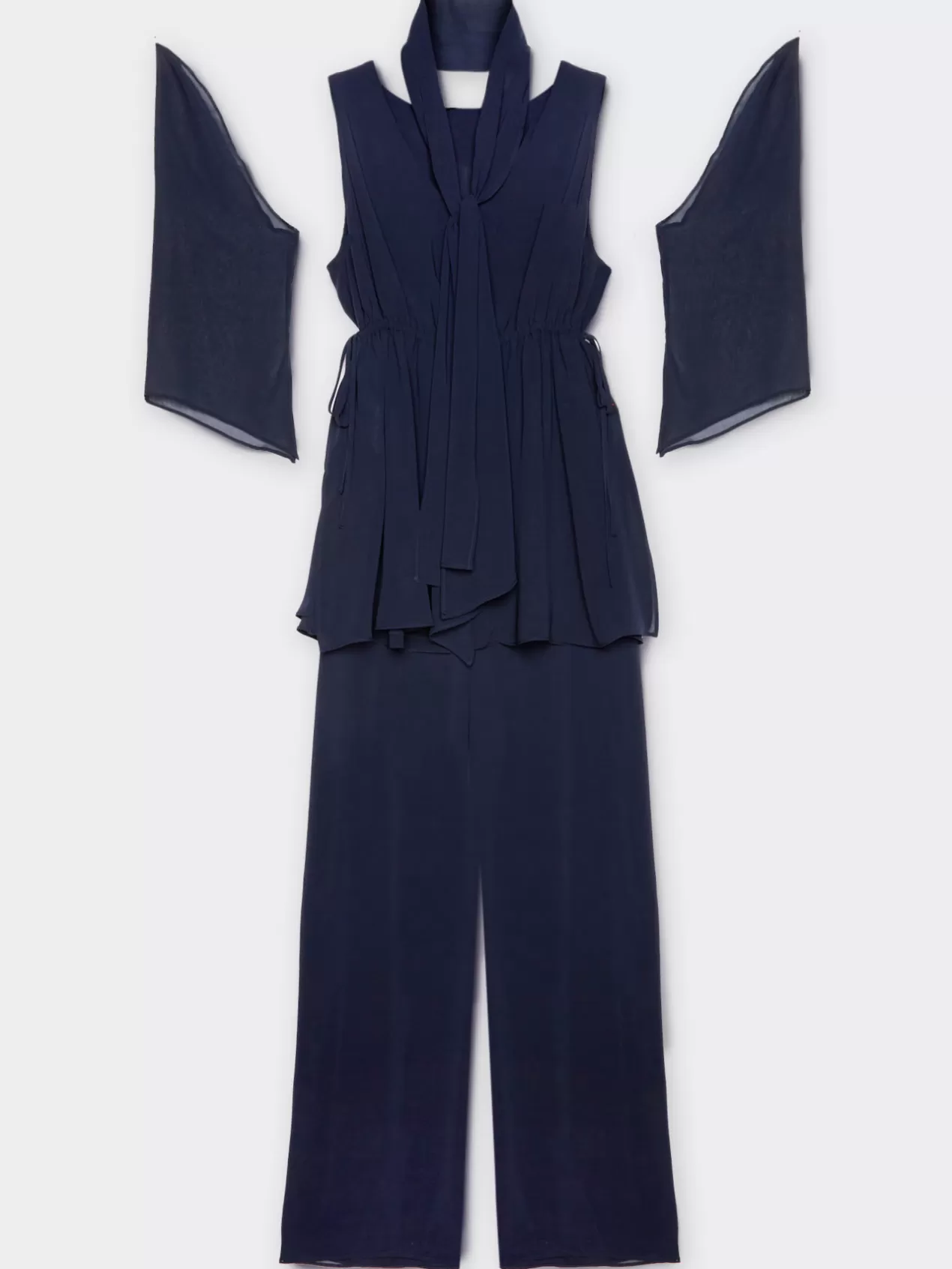 Cheap Elena Mirò Ensemble Elegant Compose D'Un Top, D'Un Pantalon Et D'Une Etole Bleu