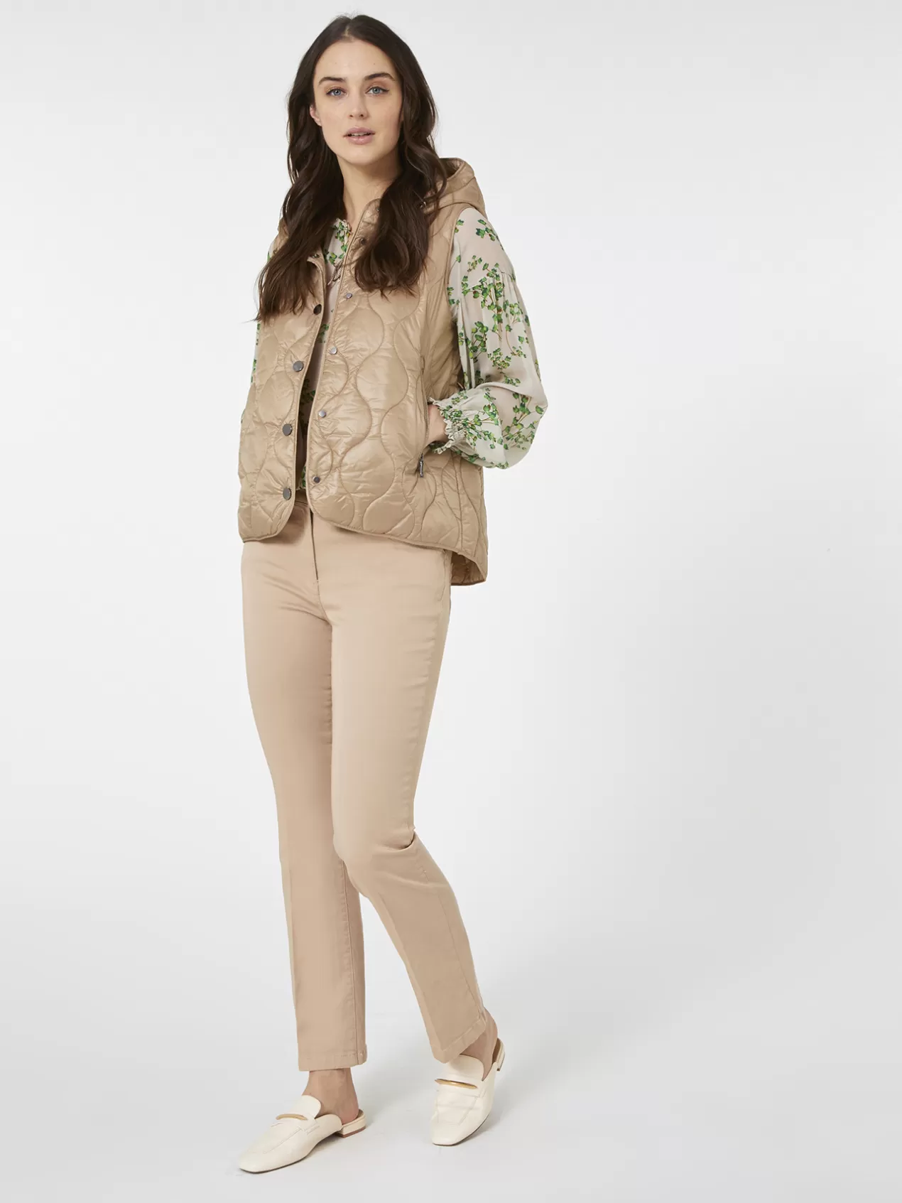 Hot Elena Mirò Gilet Rembourre Avec Capuche Beige