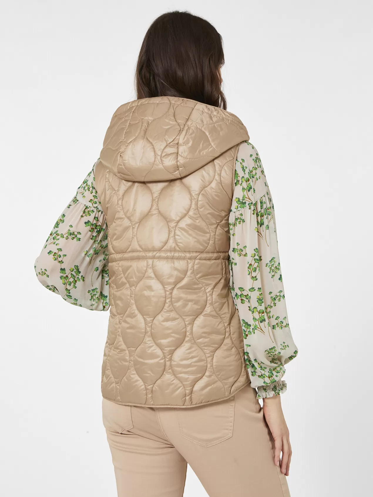 Hot Elena Mirò Gilet Rembourre Avec Capuche Beige
