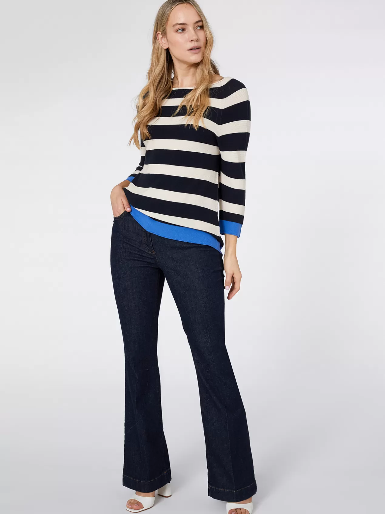 Outlet Elena Mirò Jean Flare A Cinq Poches Bleu