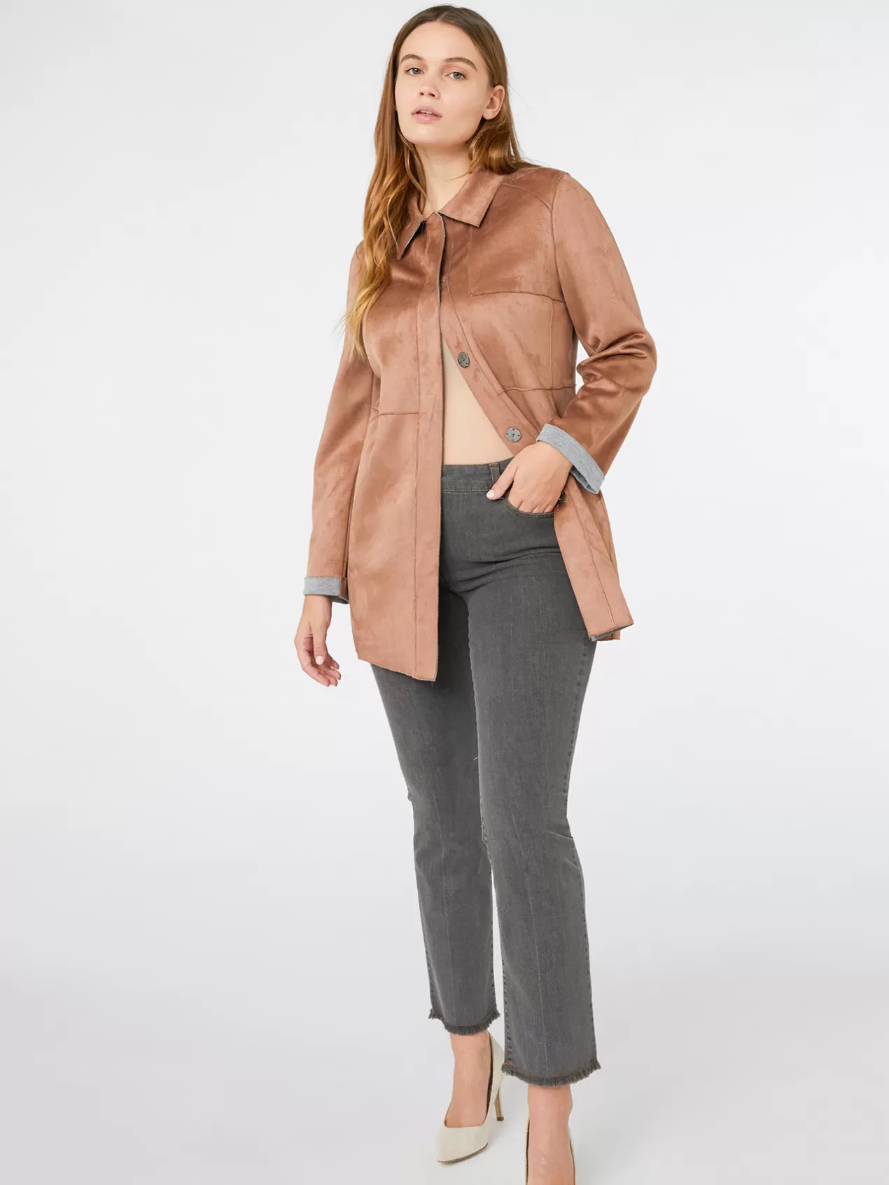 New Elena Mirò Jean Kick Flare Moyen Gris