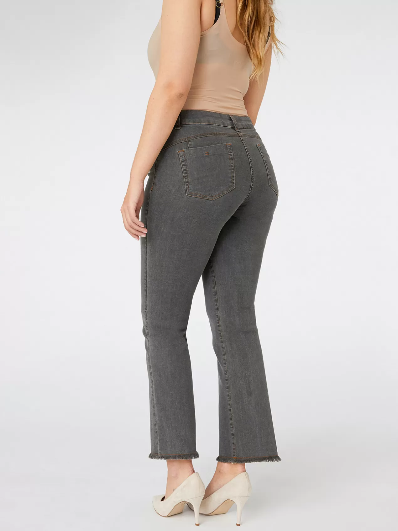 New Elena Mirò Jean Kick Flare Moyen Gris