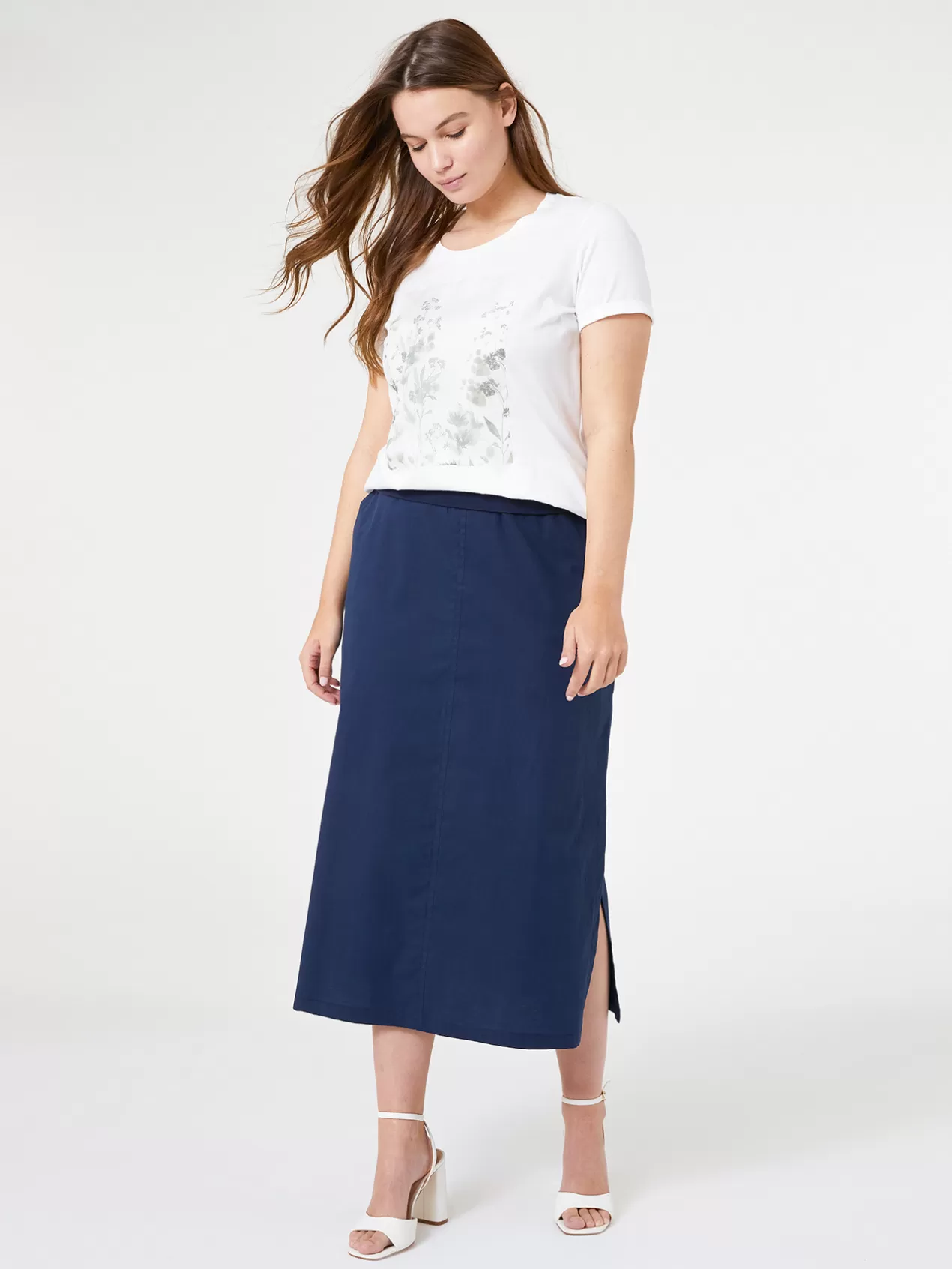 Outlet Elena Mirò Jupe Avec Bordure En Jersey Bleu
