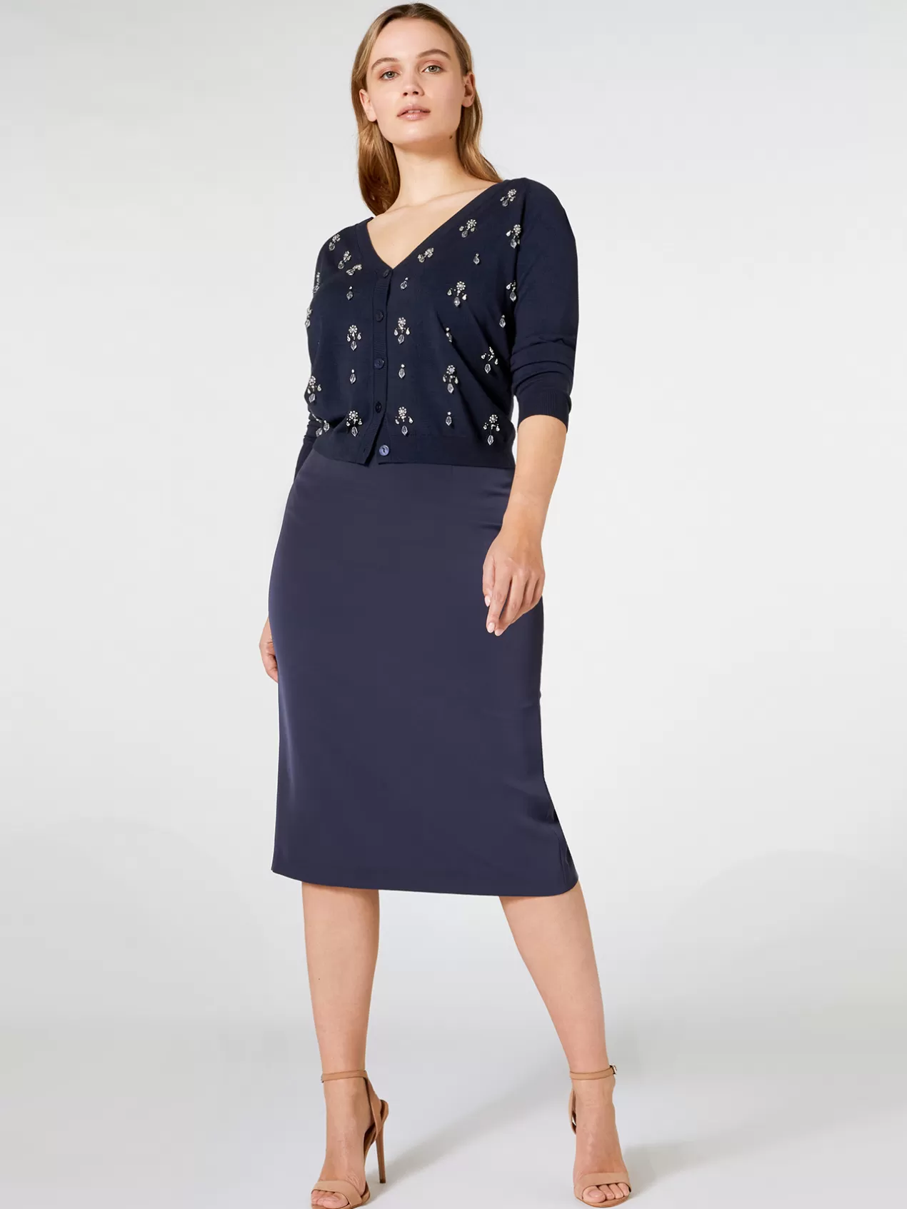 Hot Elena Mirò Jupe Droite En Tissu Fluide Bleu
