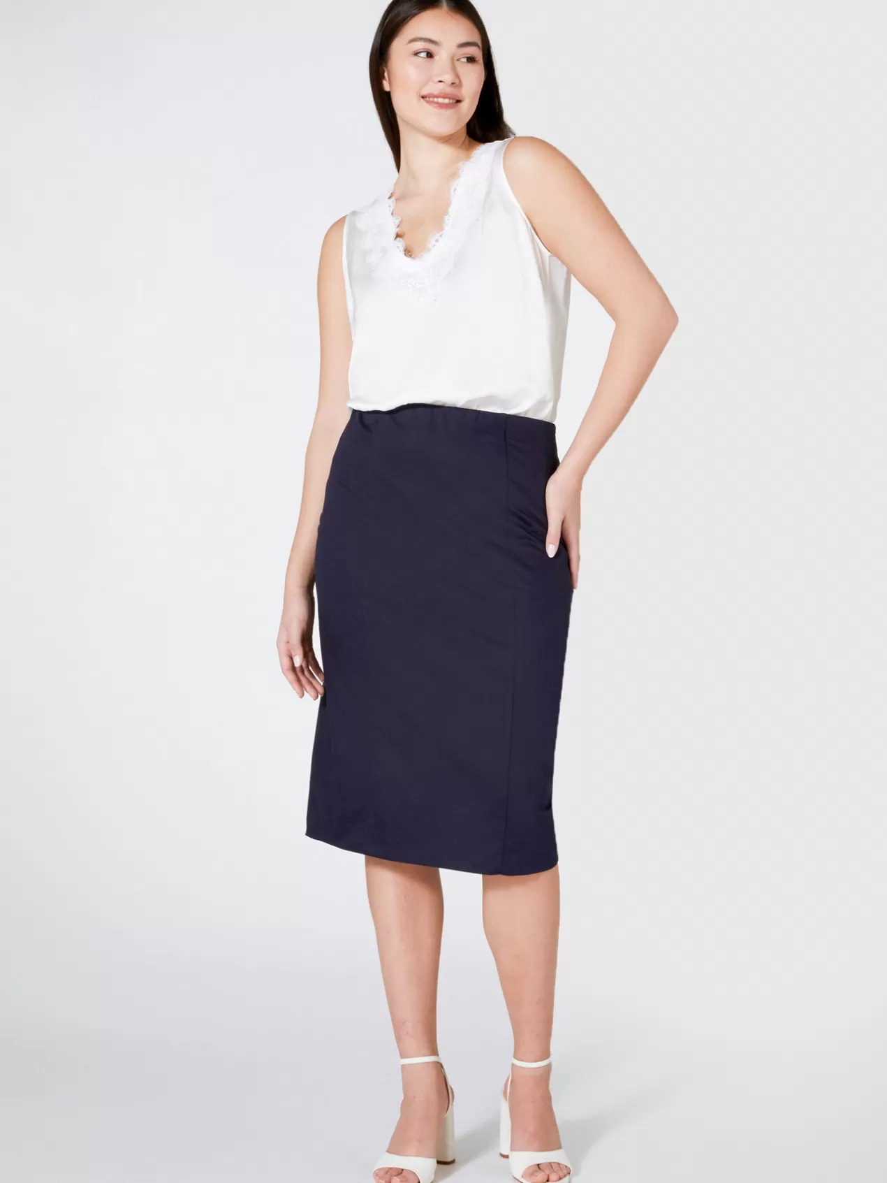 Best Elena Mirò Jupe En Coton Stretch Bleu