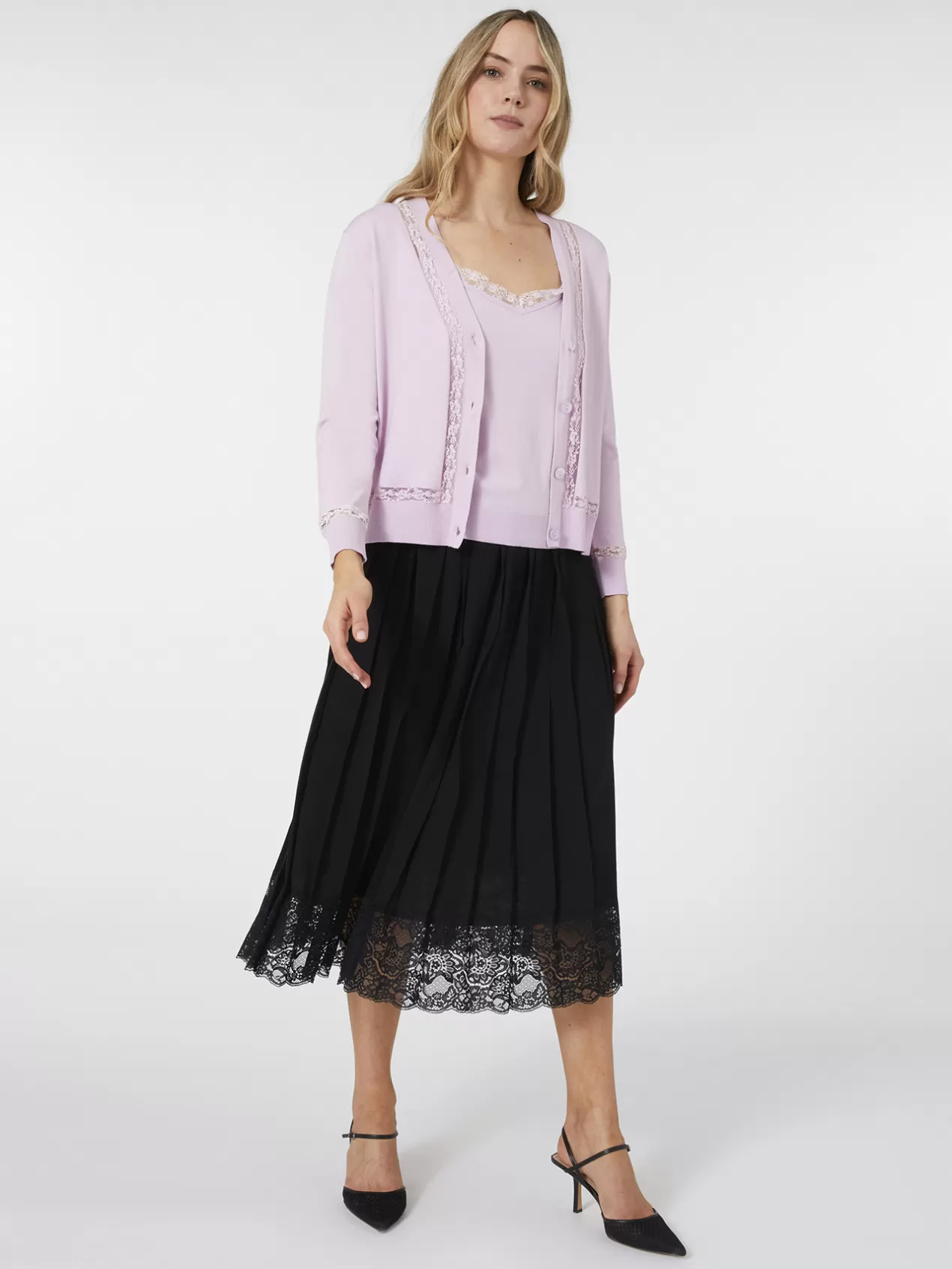 Clearance Elena Mirò Jupe Midi Avec Bordure En Dentelle Noir