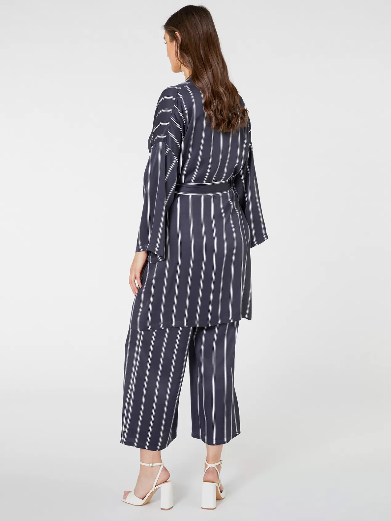 Best Sale Elena Mirò Kimono En Viscose A Rayures Bleu