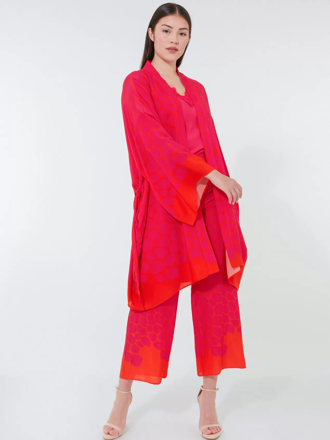 Clearance Elena Mirò Kimono Imprime Avec Ceinture Fuchsia