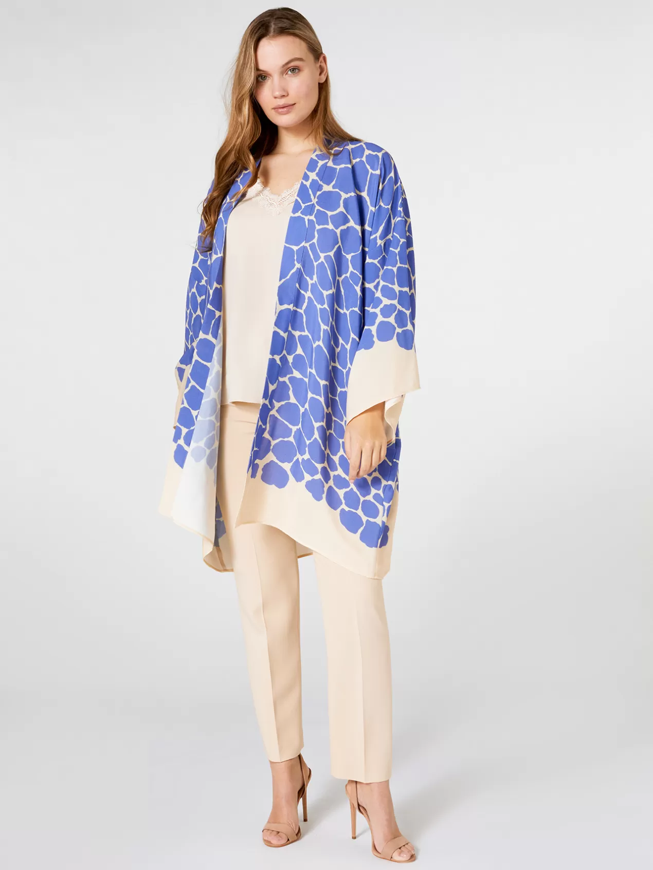 Store Elena Mirò Kimono Imprime Avec Ceinture Violet