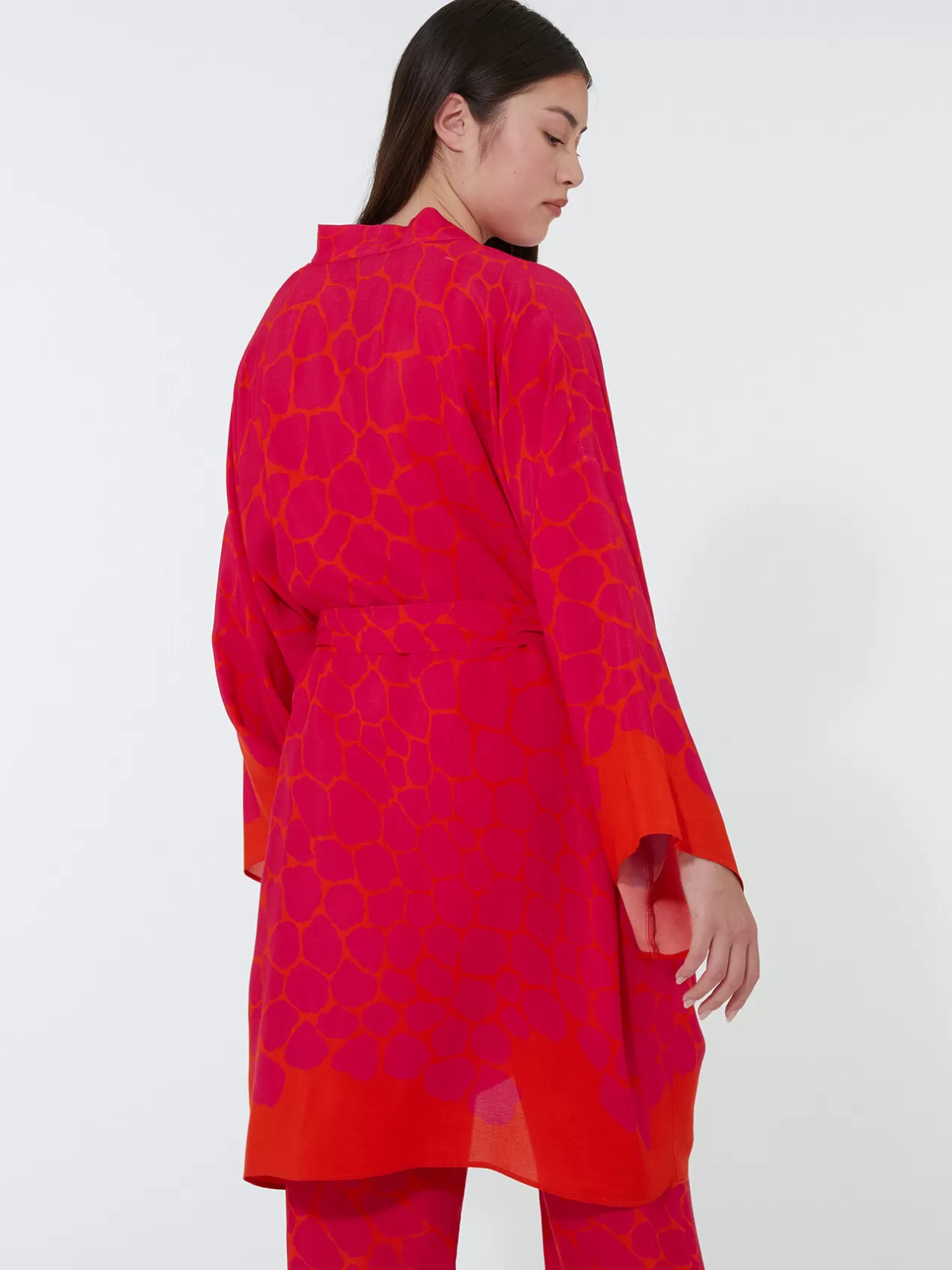 Clearance Elena Mirò Kimono Imprime Avec Ceinture Fuchsia