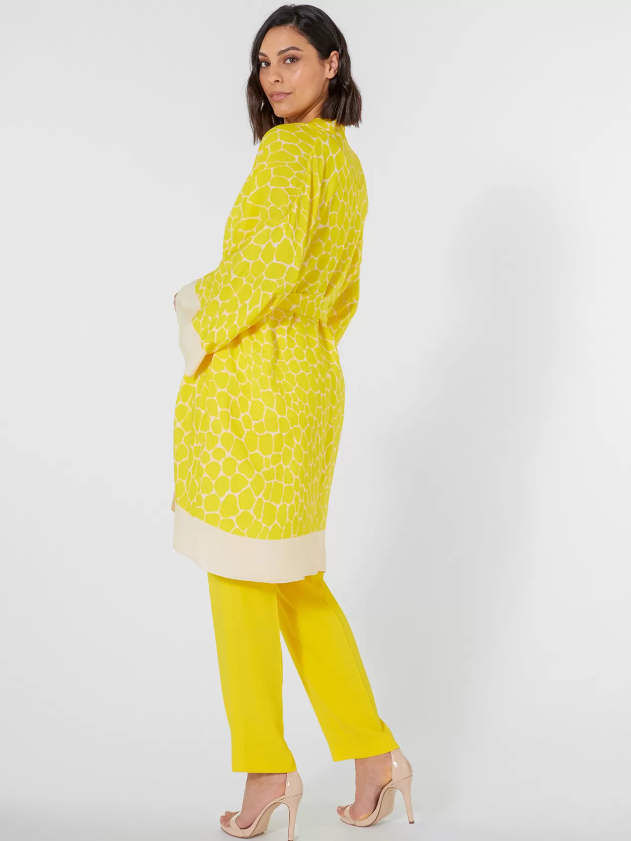 Shop Elena Mirò Kimono Imprime Avec Ceinture Jaune