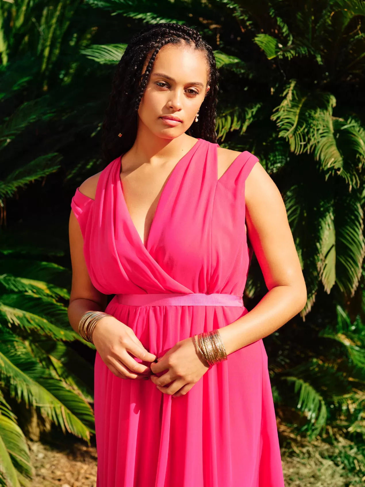 Clearance Elena Mirò Longue Robe Elegante Fuchsia