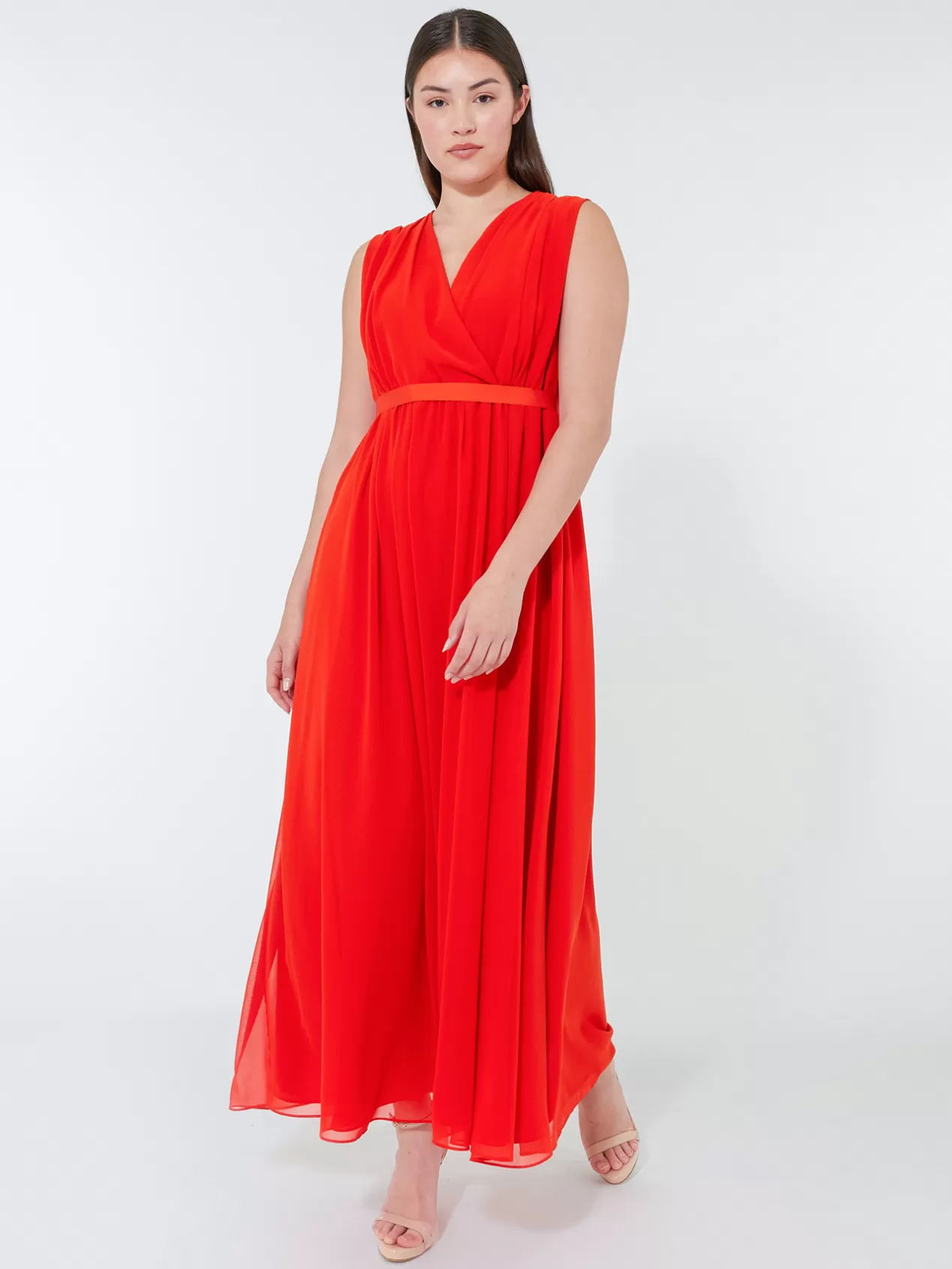 Clearance Elena Mirò Longue Robe Elegante Orange Soleil