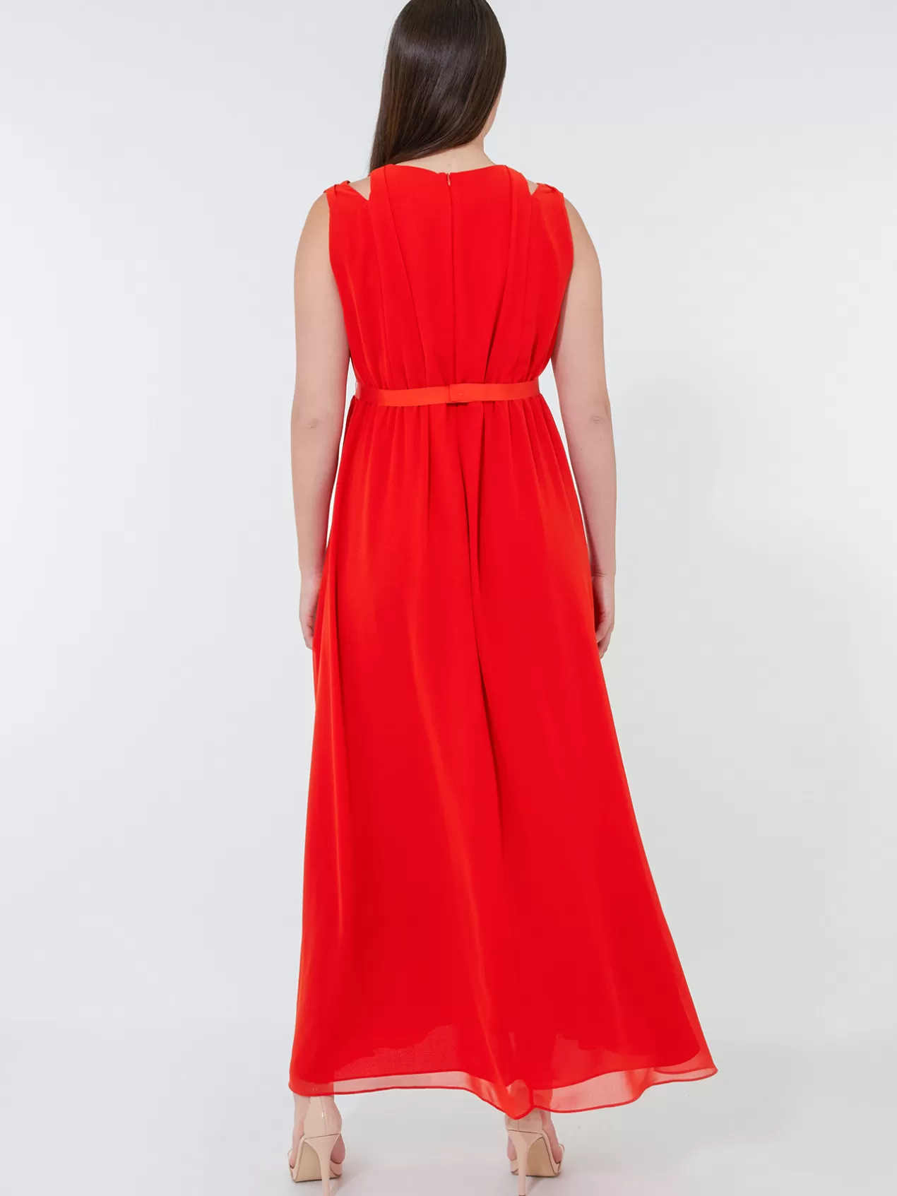 Clearance Elena Mirò Longue Robe Elegante Orange Soleil