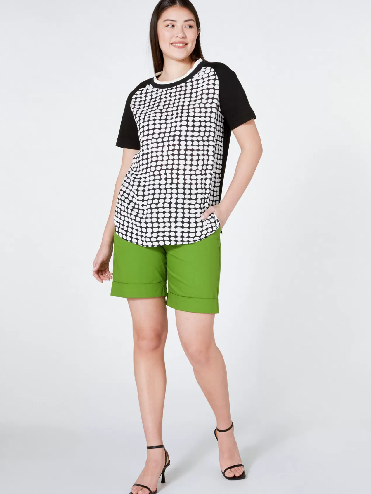 Cheap Elena Mirò Pantalon Court En Gabardine Vert