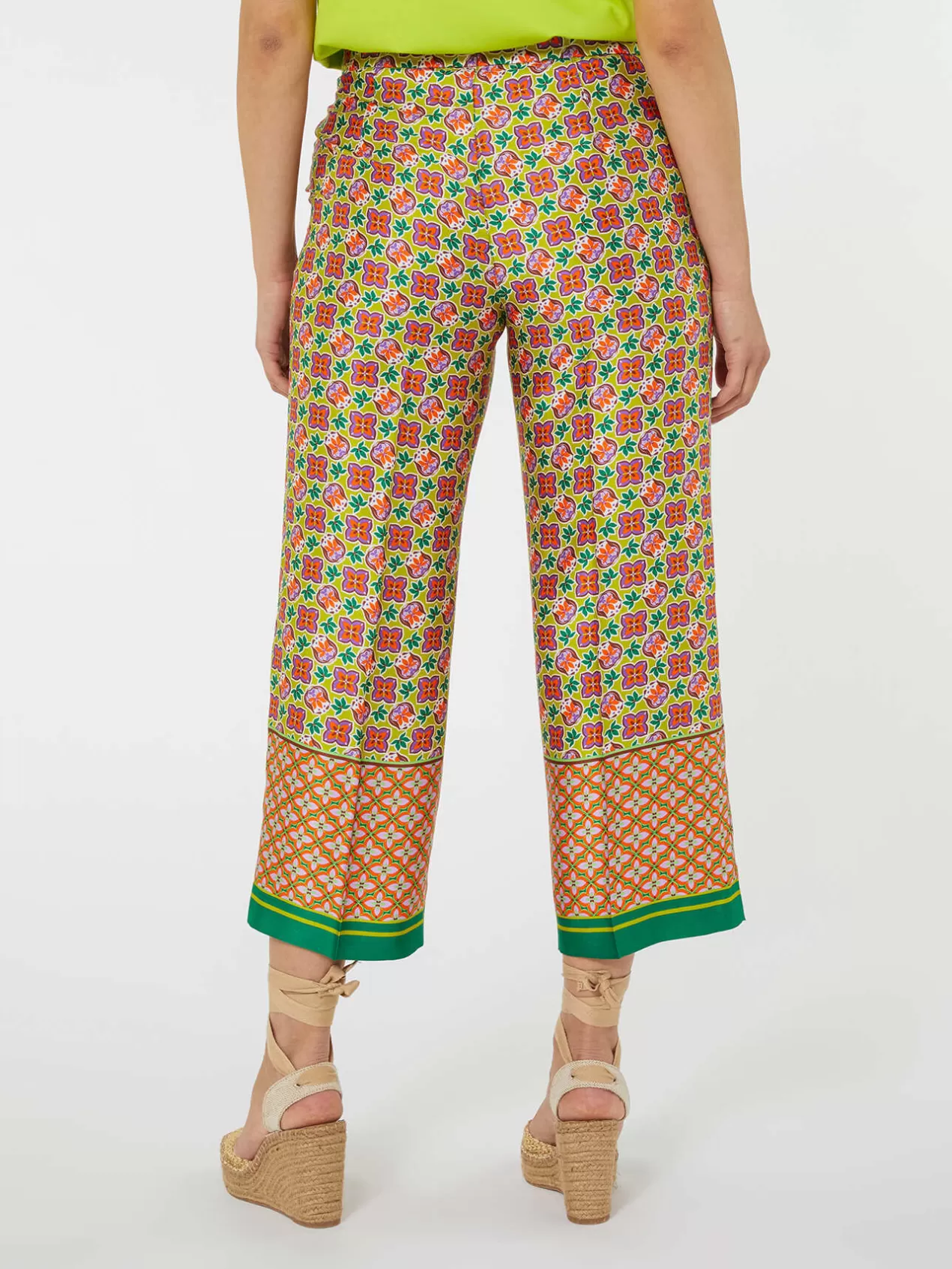 Cheap Elena Mirò Pantalon Droit A Imprime Ethnique Vert Clair