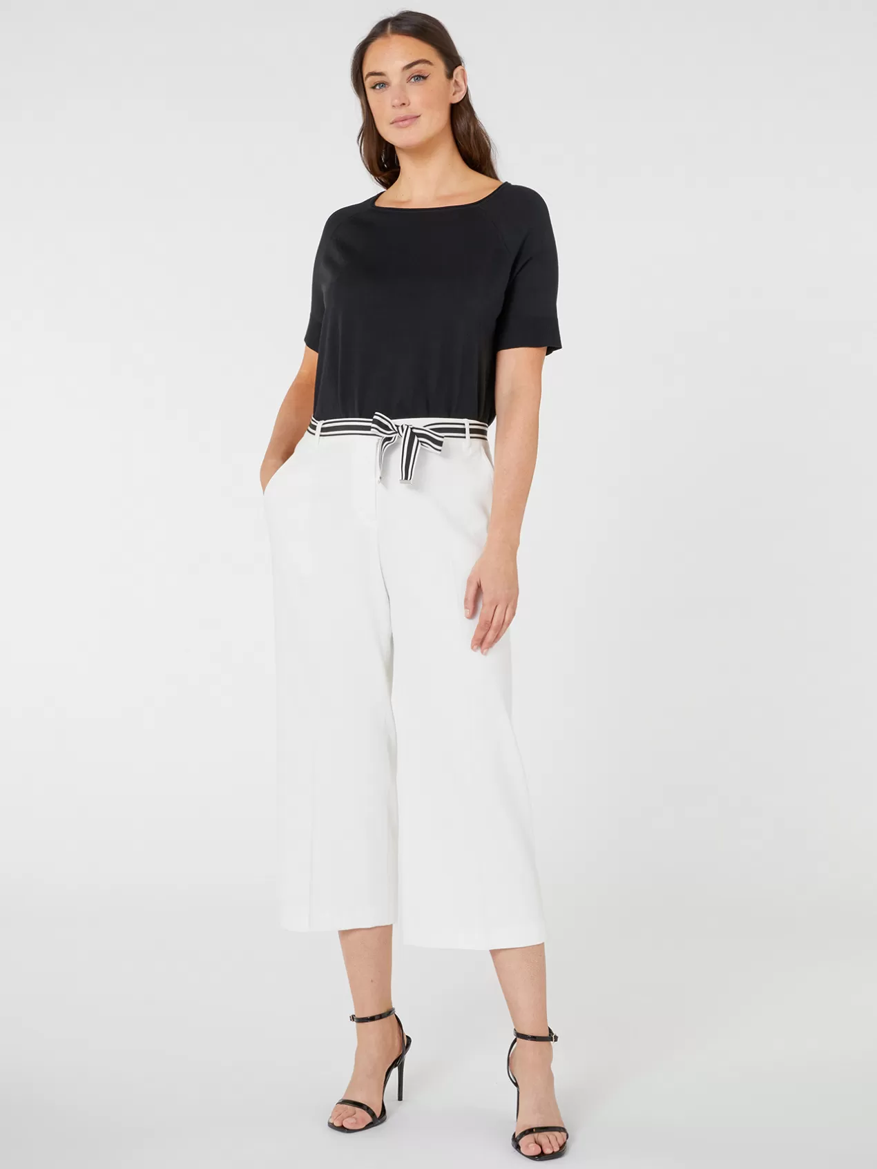 Store Elena Mirò Pantalon Droit Cropped En Toile Extensible Blanc