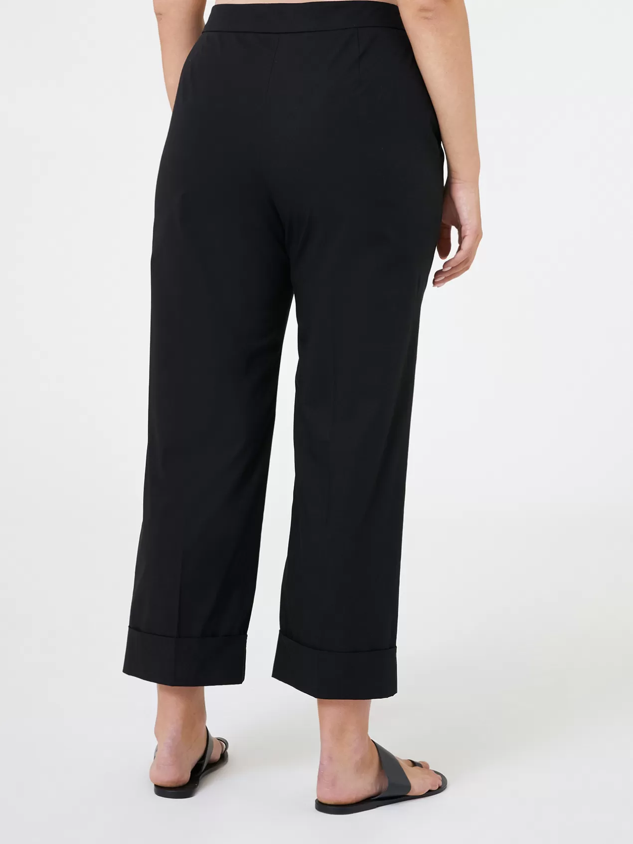 Sale Elena Mirò Pantalon Droit Cropped En Toile Extensible Noir