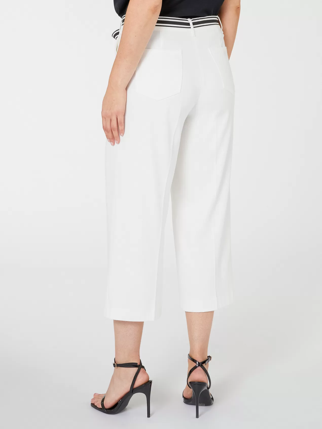 Store Elena Mirò Pantalon Droit Cropped En Toile Extensible Blanc