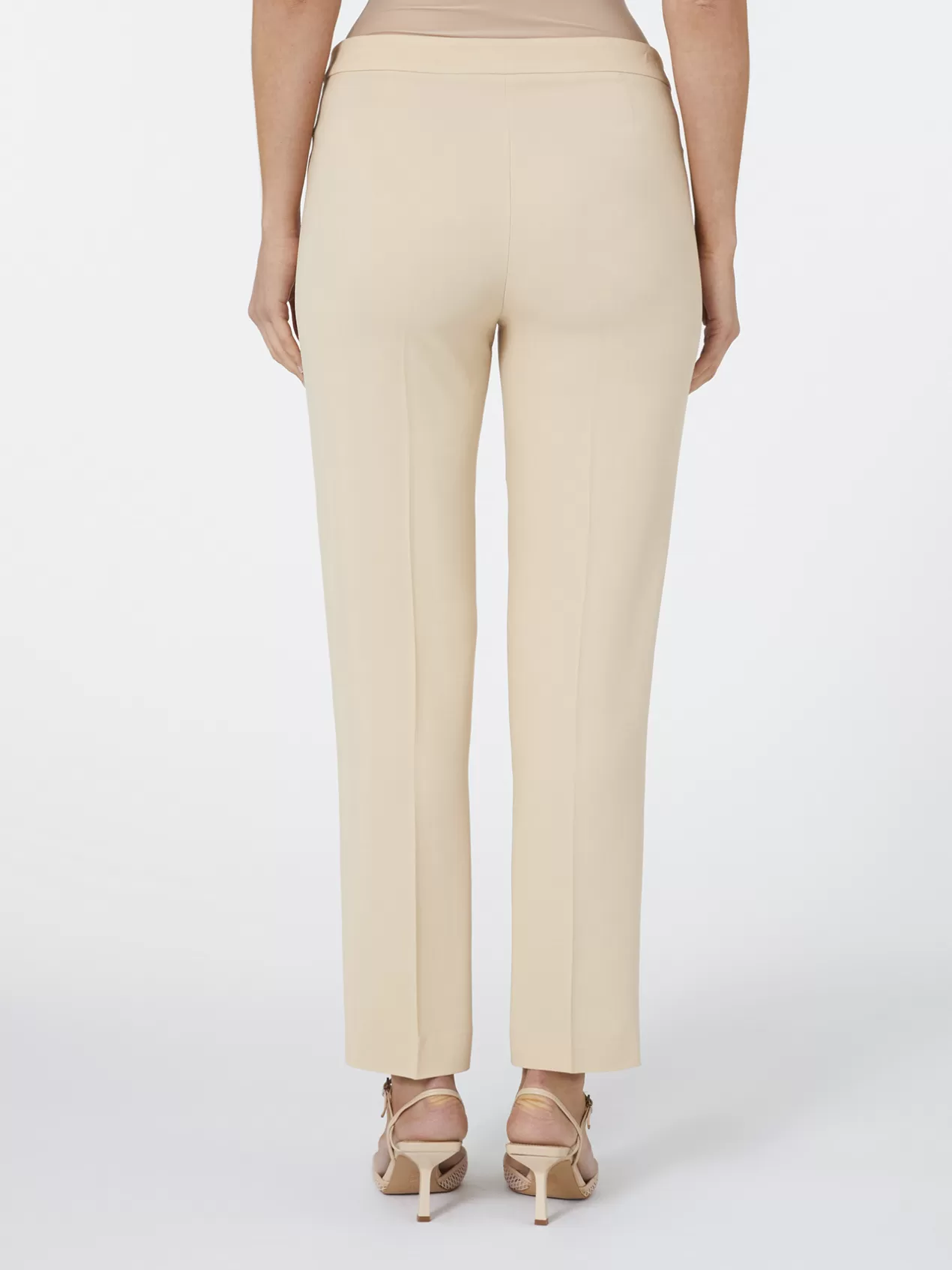 Online Elena Mirò Pantalon Droit En Cady Stretch Beige