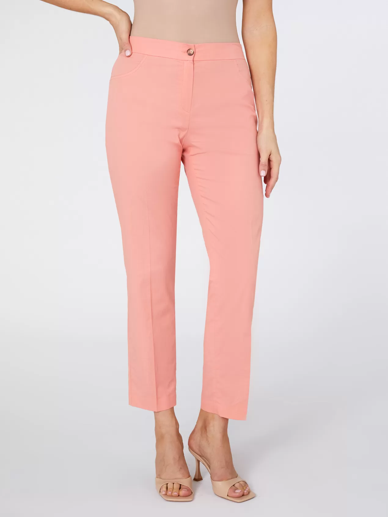 Cheap Elena Mirò Pantalon Droit En Coton Stretch Rose