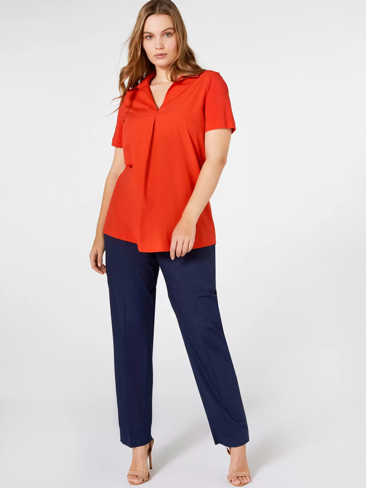 Best Elena Mirò Pantalon Droit En Coton Stretch Bleu