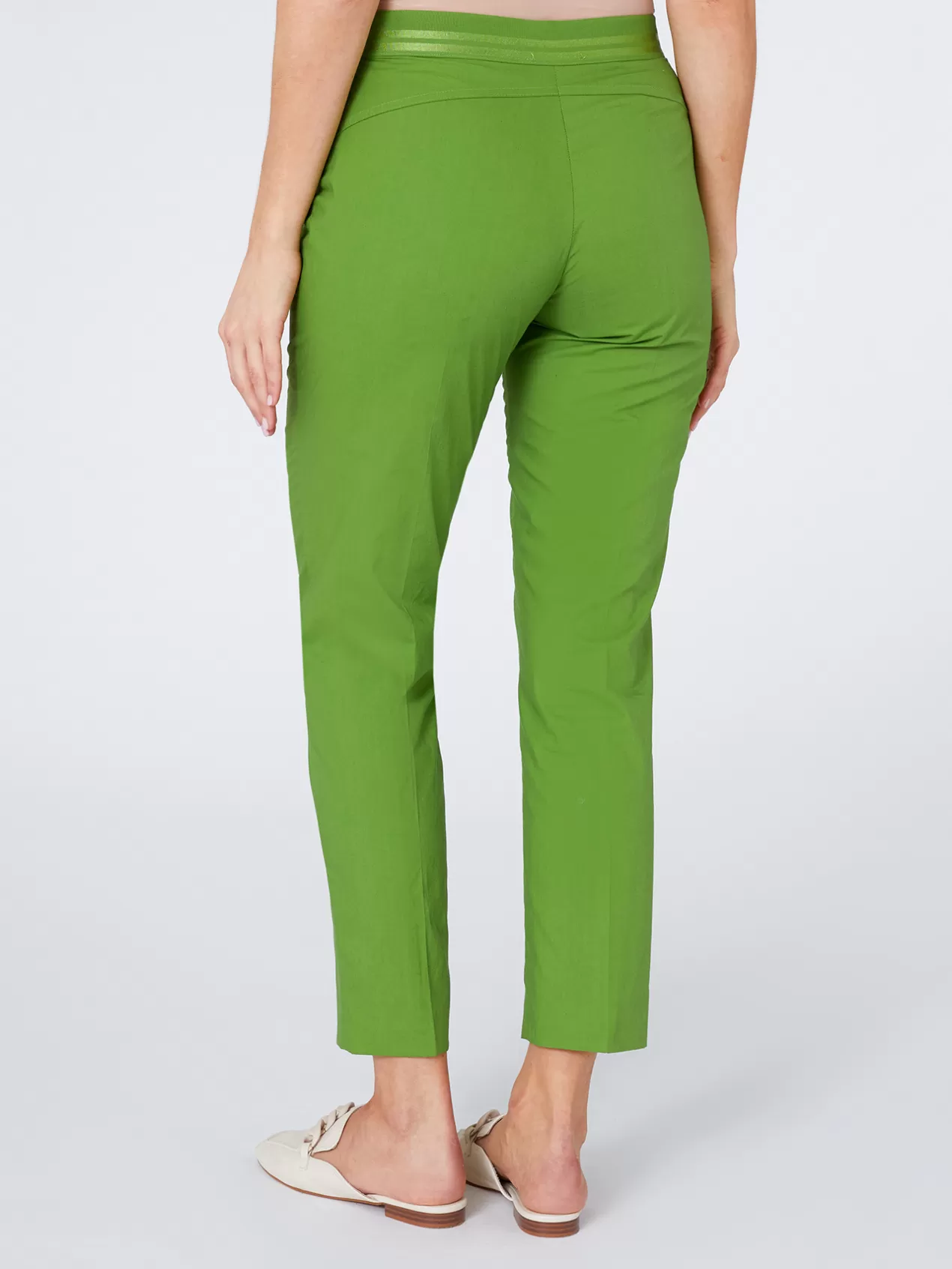 Clearance Elena Mirò Pantalon Droit En Coton Stretch Vert