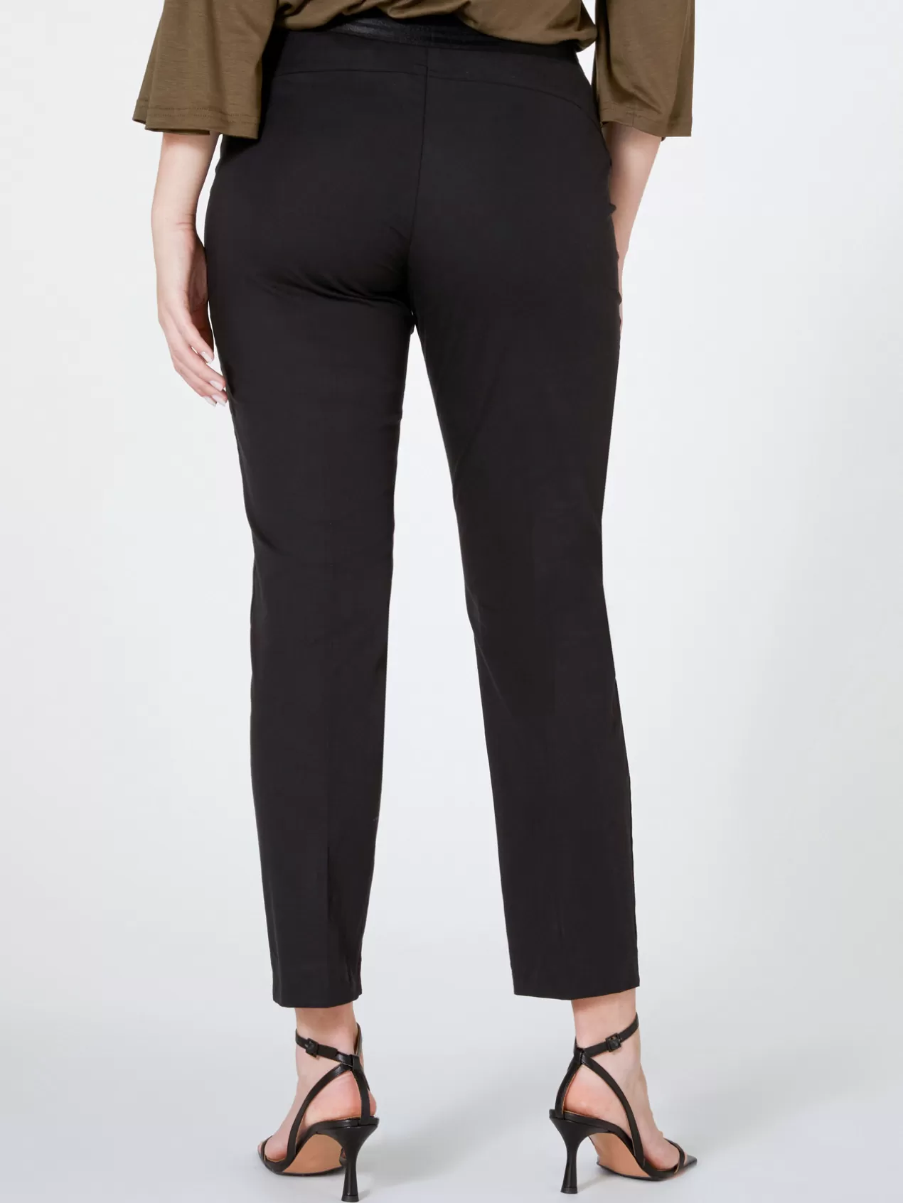 Best Sale Elena Mirò Pantalon Droit En Coton Stretch Noir