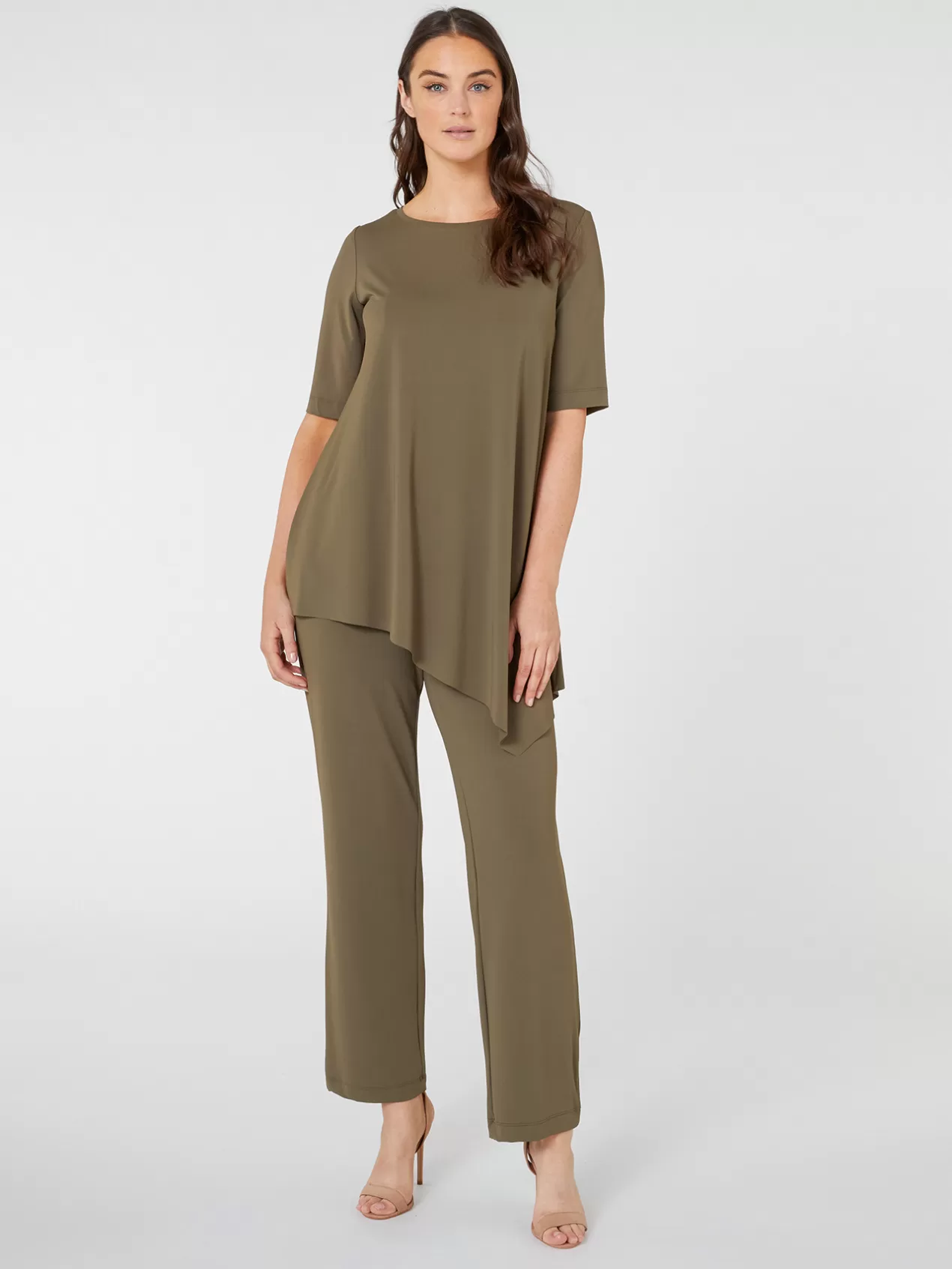 Fashion Elena Mirò Pantalon Droit En Jersey Vert