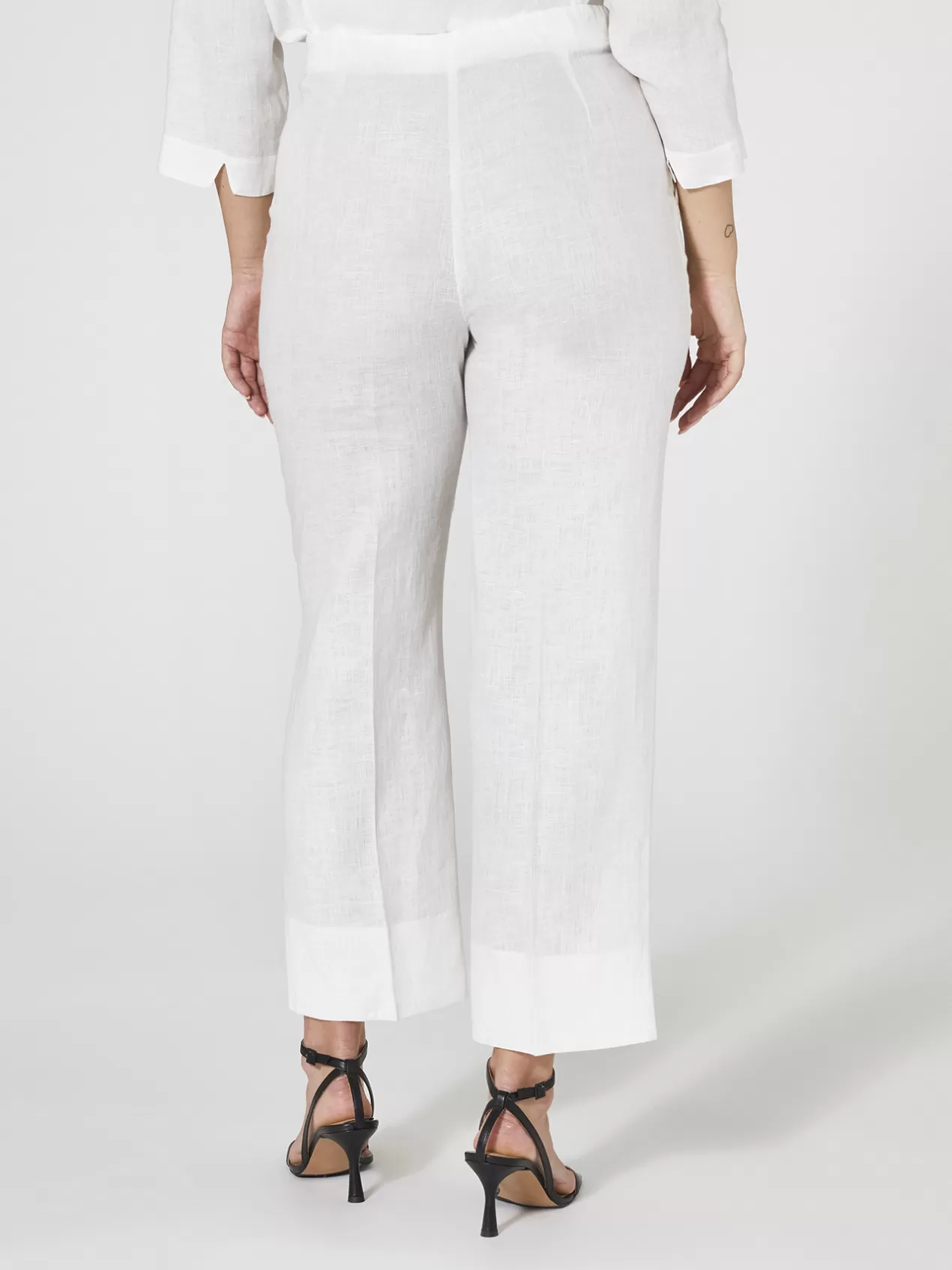 Shop Elena Mirò Pantalon Droit En Lin Blanc