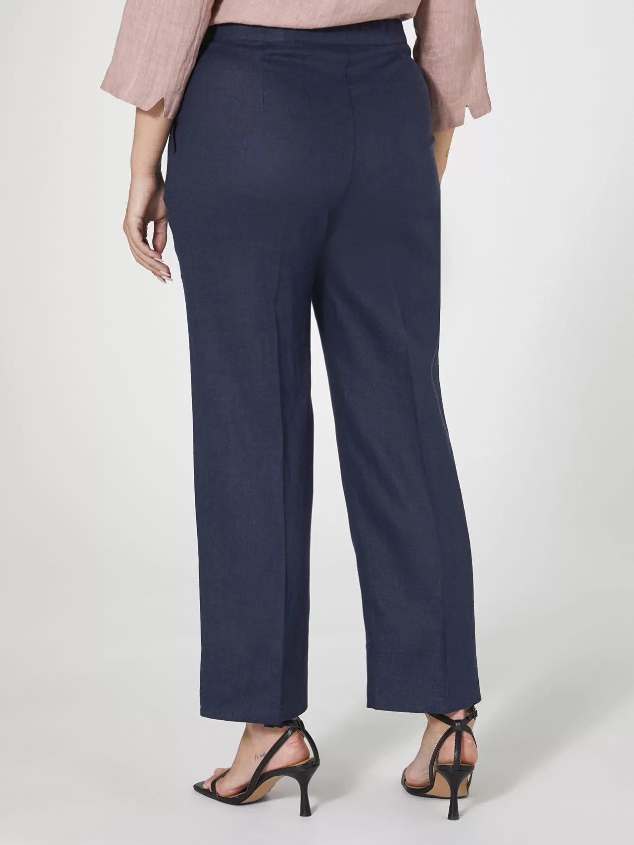Fashion Elena Mirò Pantalon Droit En Lin Bleu