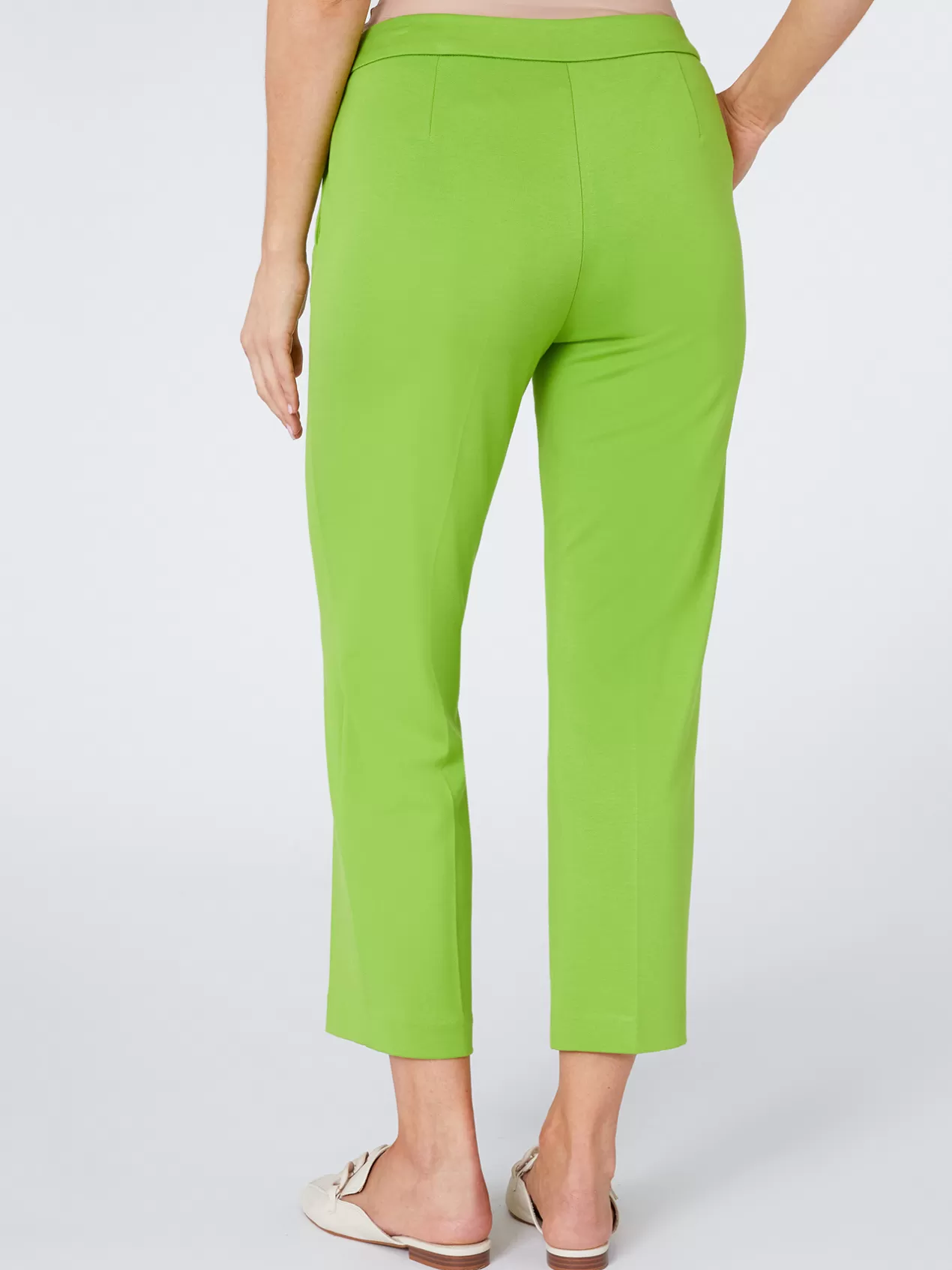 Flash Sale Elena Mirò Pantalon Droit En Point Tissu Vert