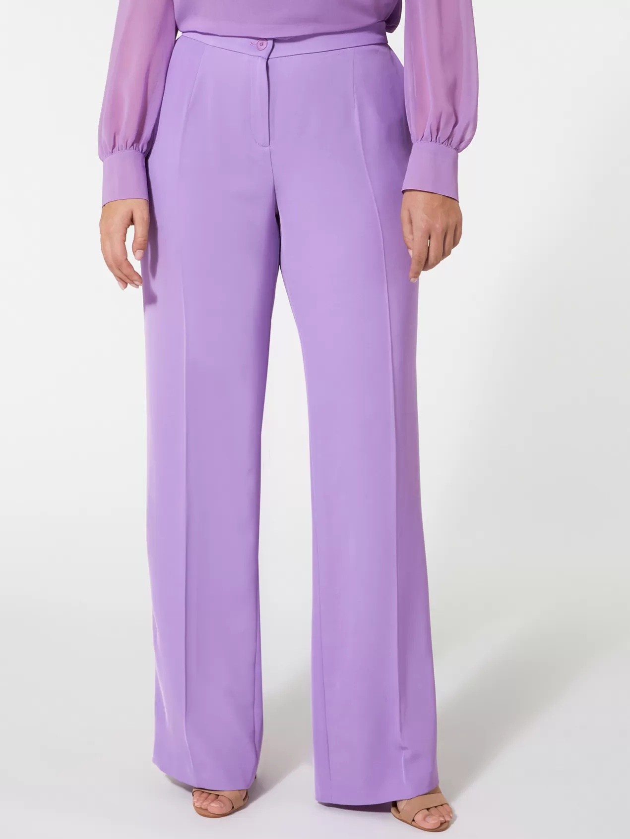 Best Elena Mirò Pantalon Droit En Tissu Fluide Violet