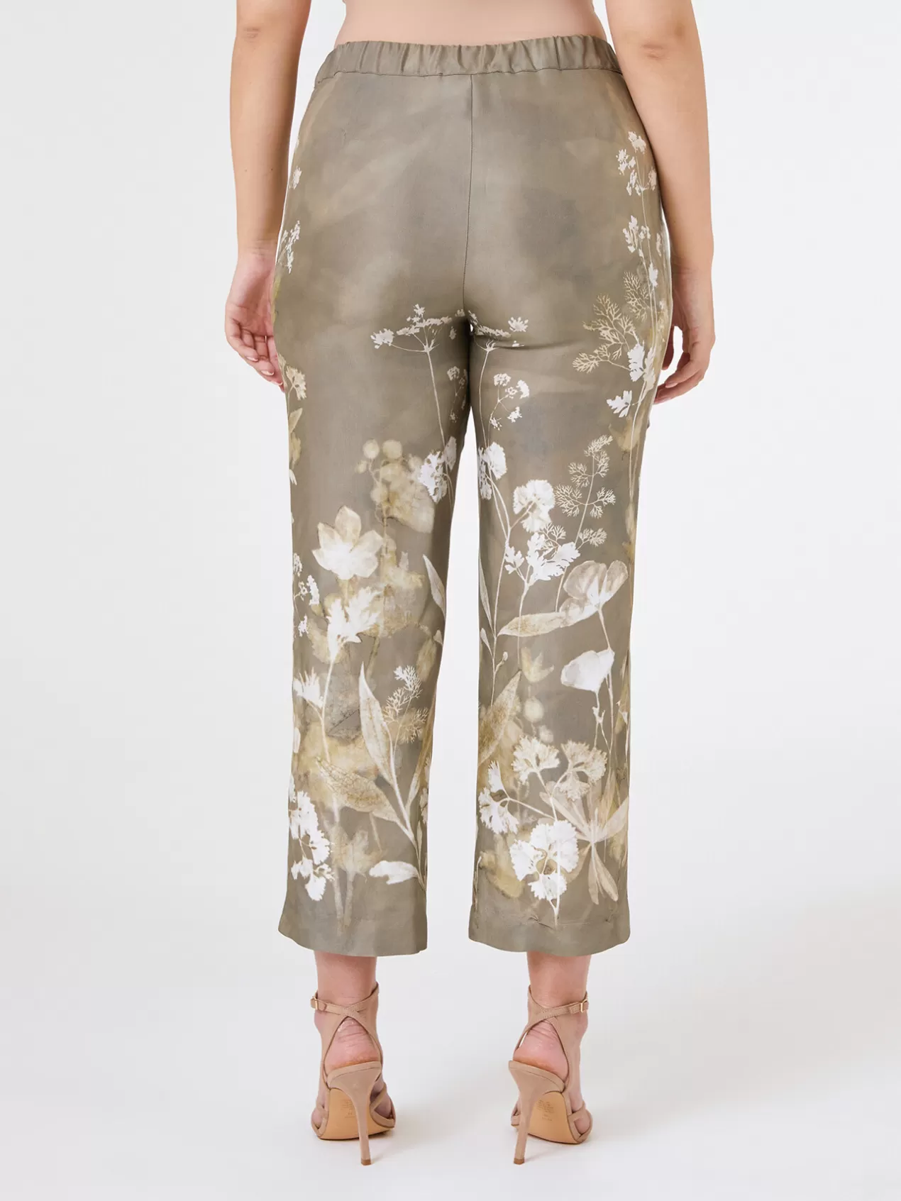 New Elena Mirò Pantalon Droit Imprime Vert