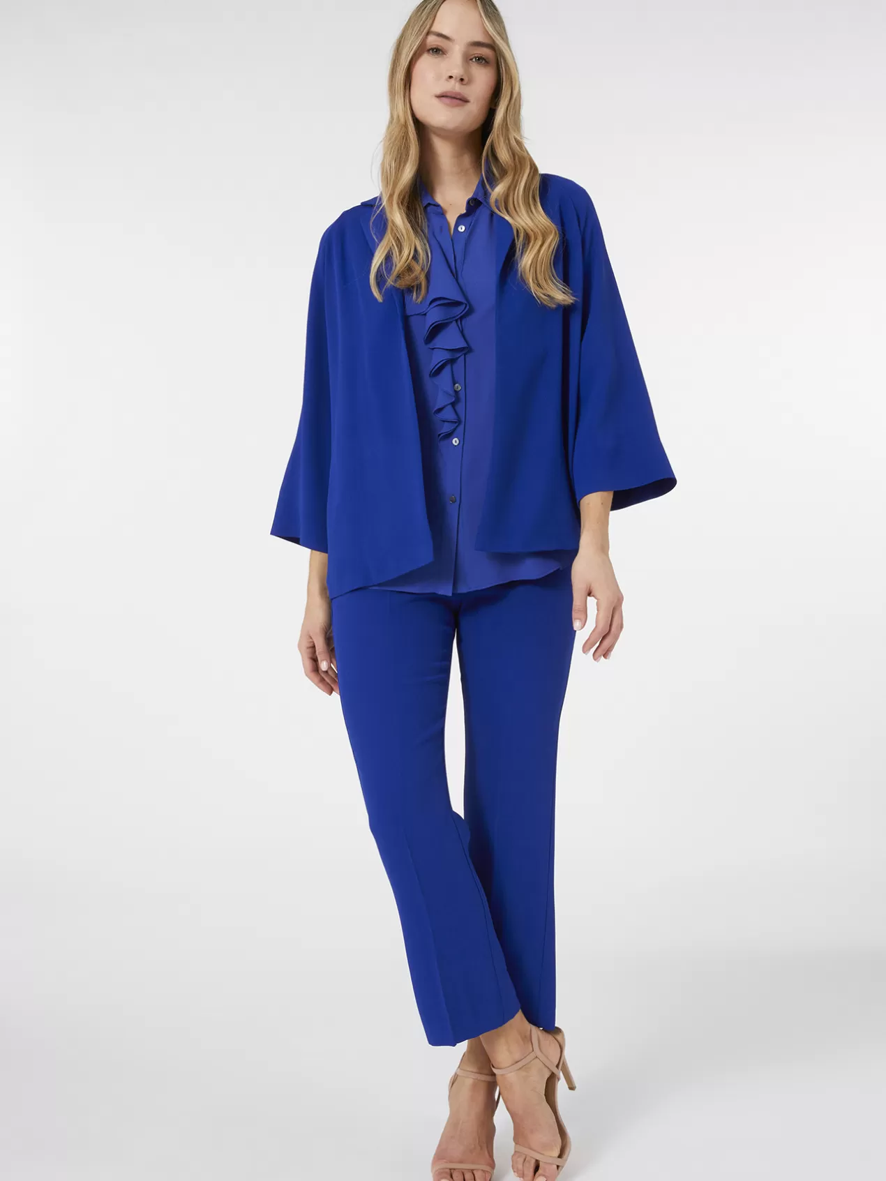 Fashion Elena Mirò Pantalon Elegant En Cady Bleuet