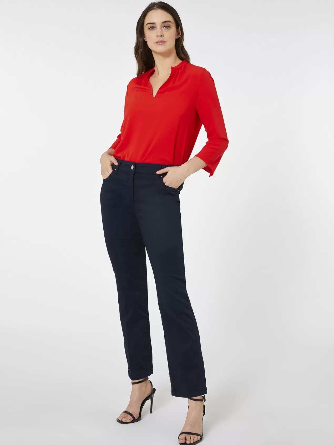 Hot Elena Mirò Pantalon En Drill Stretch Bleu