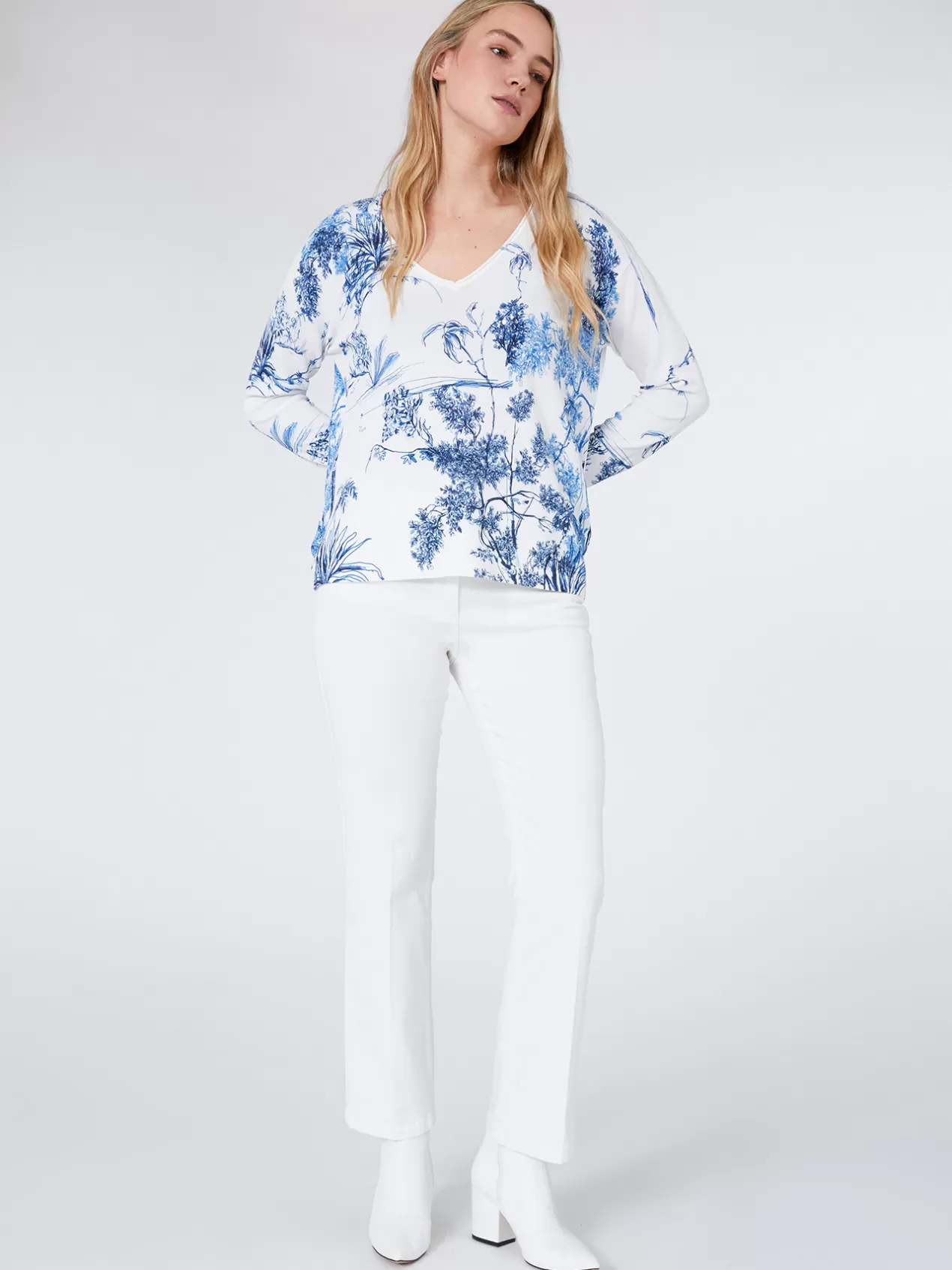 Store Elena Mirò Pantalon En Drill Stretch Blanc