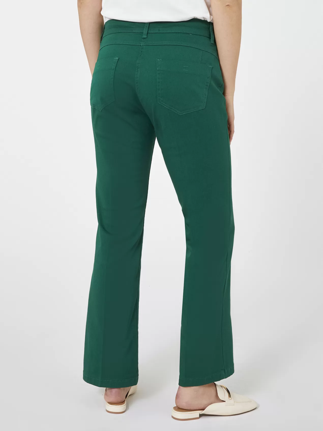 Clearance Elena Mirò Pantalon En Drill Stretch Vert