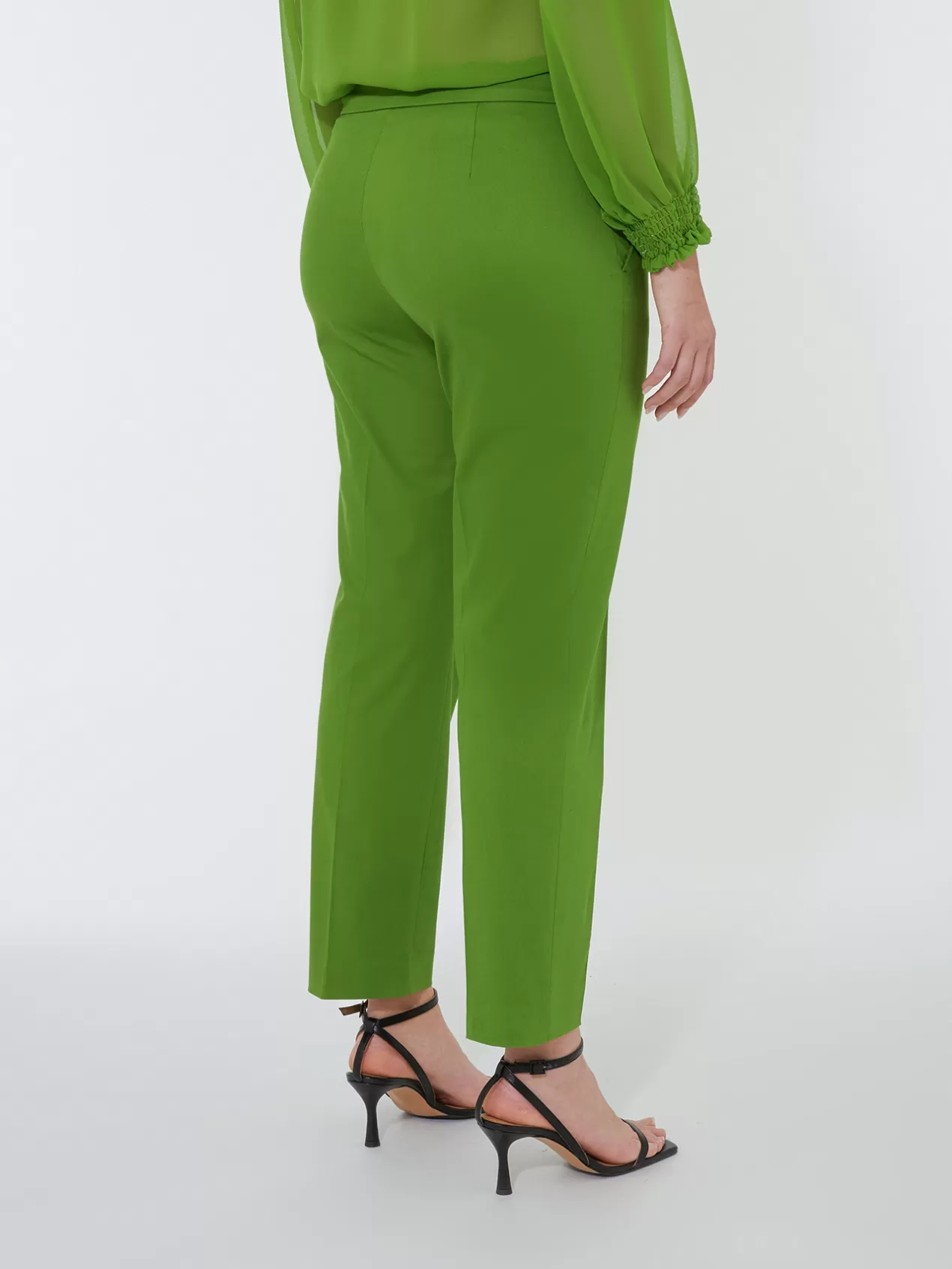 Online Elena Mirò Pantalon En Gabardine Stretch Vert