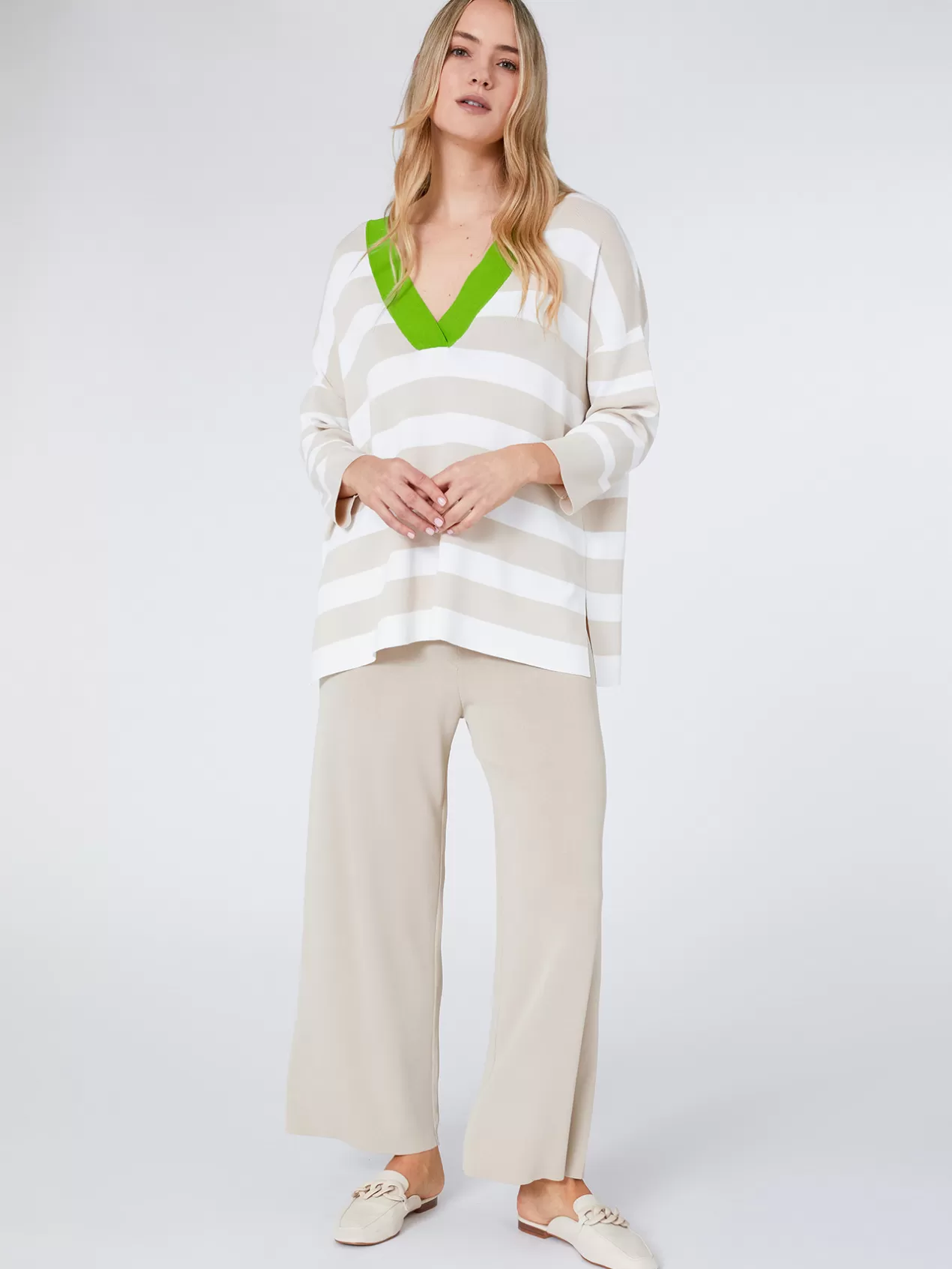 Best Elena Mirò Pantalon En Maille Beige