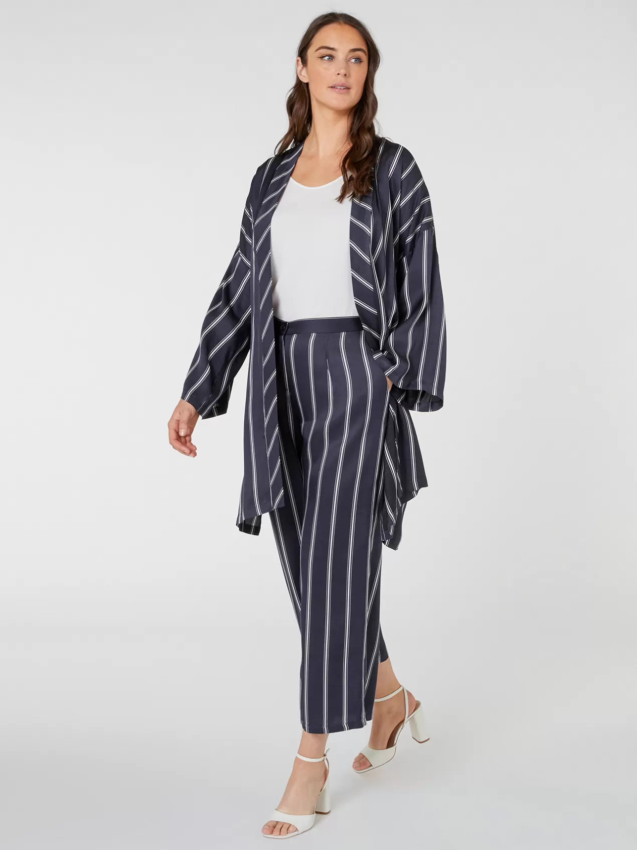 New Elena Mirò Pantalon En Viscose Rayee Bleu