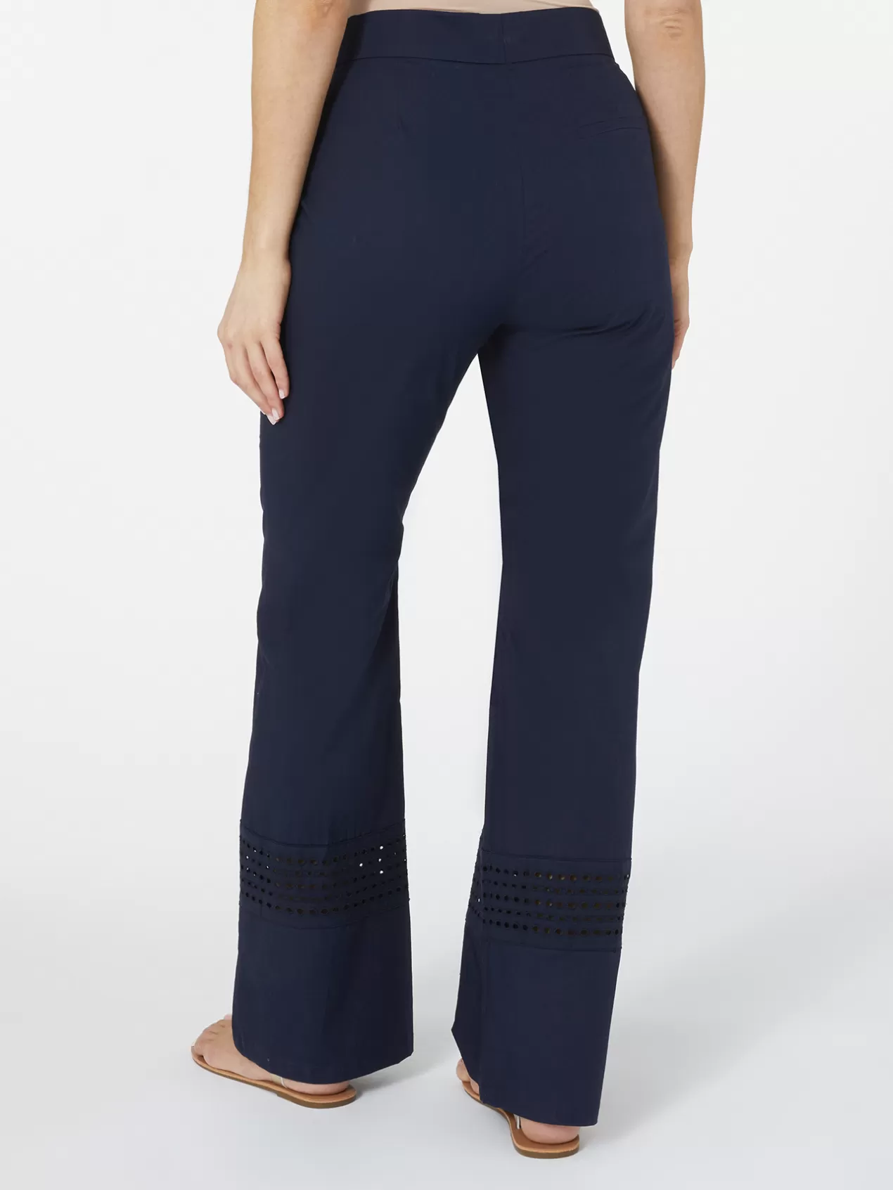 Online Elena Mirò Pantalon Evase Avec Insert En Dentelle Bleu