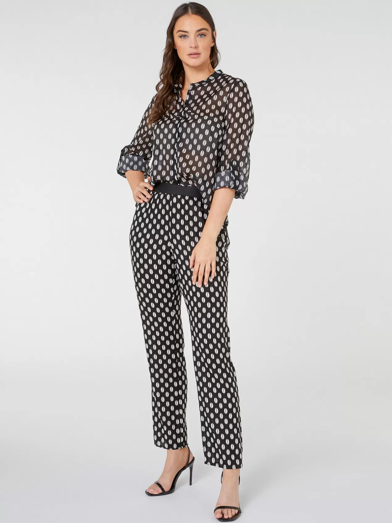 New Elena Mirò Pantalon Imprime Noir