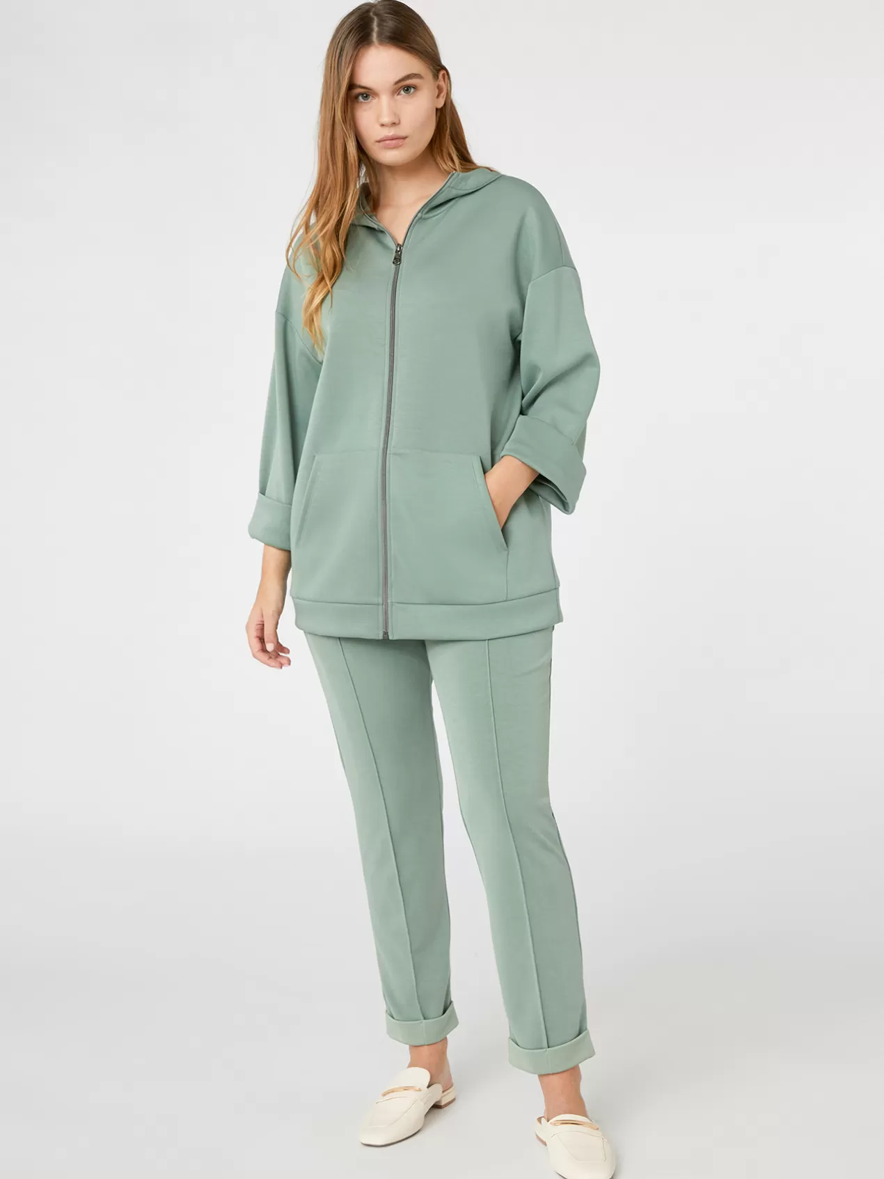 Clearance Elena Mirò Pantalon Jogger En Molleton Vert