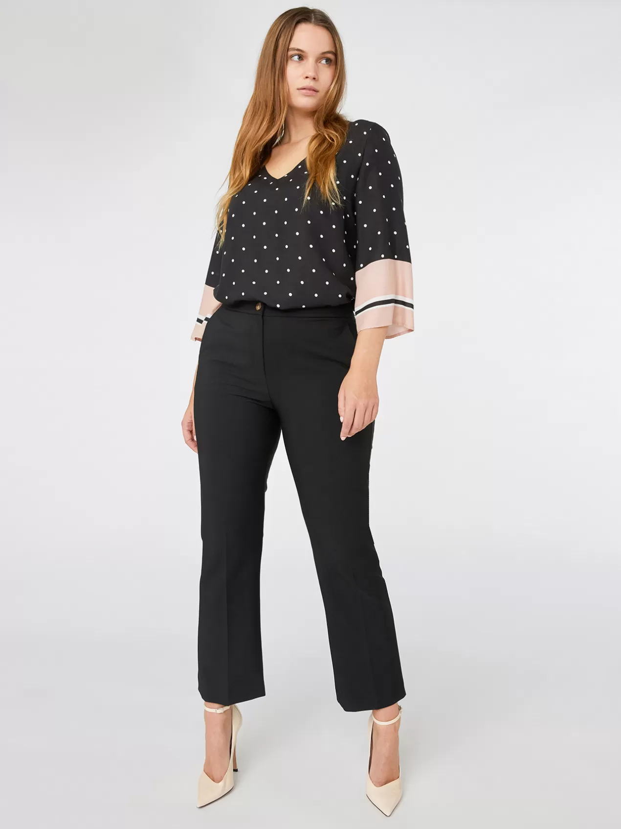 Best Sale Elena Mirò Pantalon Kick Flare En Tissu Technique Noir