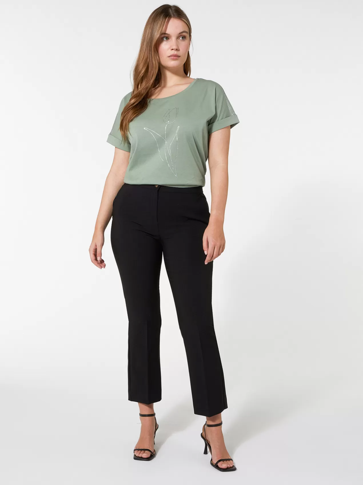 Store Elena Mirò Pantalon Kick Flare En Tissu Technique Stretch Noir